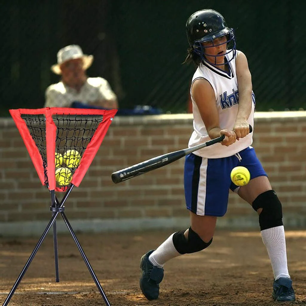 Portable Batting Movable Baseball & Softball Practice Ball Caddy Stands Foldable Pyramid Baseball Net Stand Training Softball net Tennis Ball - Image 2