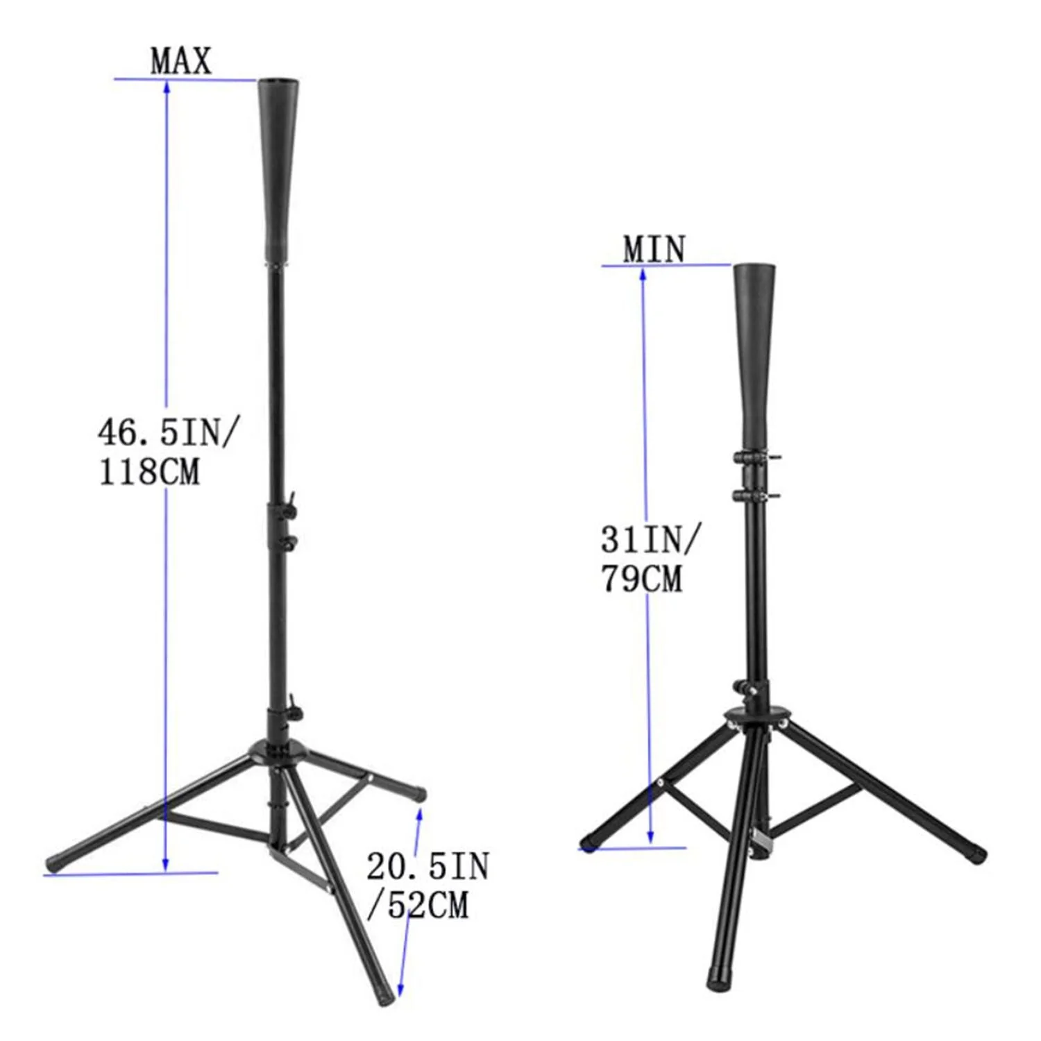 Portable Batting Tee Tripod Stand for Hitting Drill Coaching Aid, Adjustable Height 31 Inches - 46.5 Inches, Batting Tee Baseball and Softball Travel - Image 3