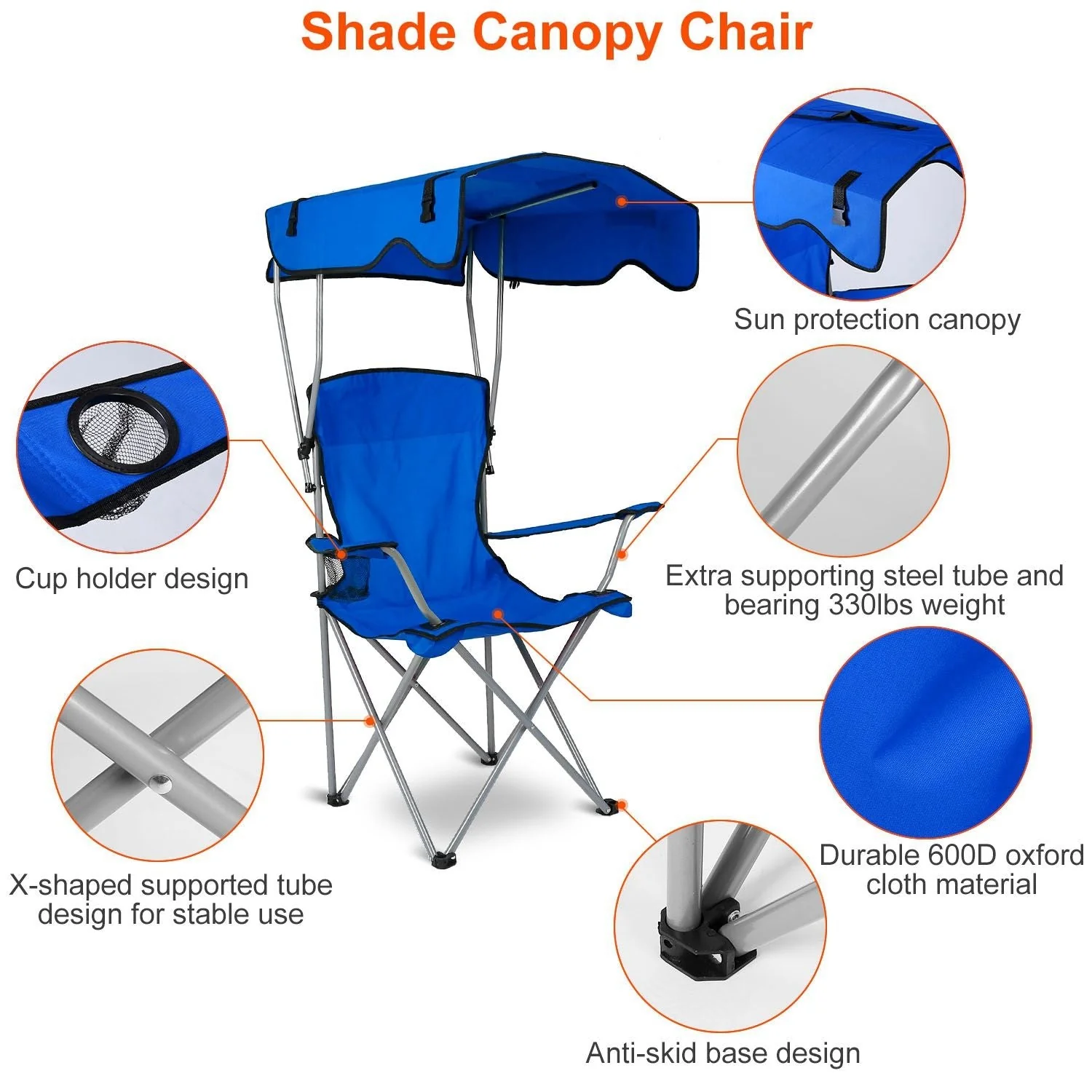 Portable Camping Chair with Adjustable Sunshade Canopy - Image 10