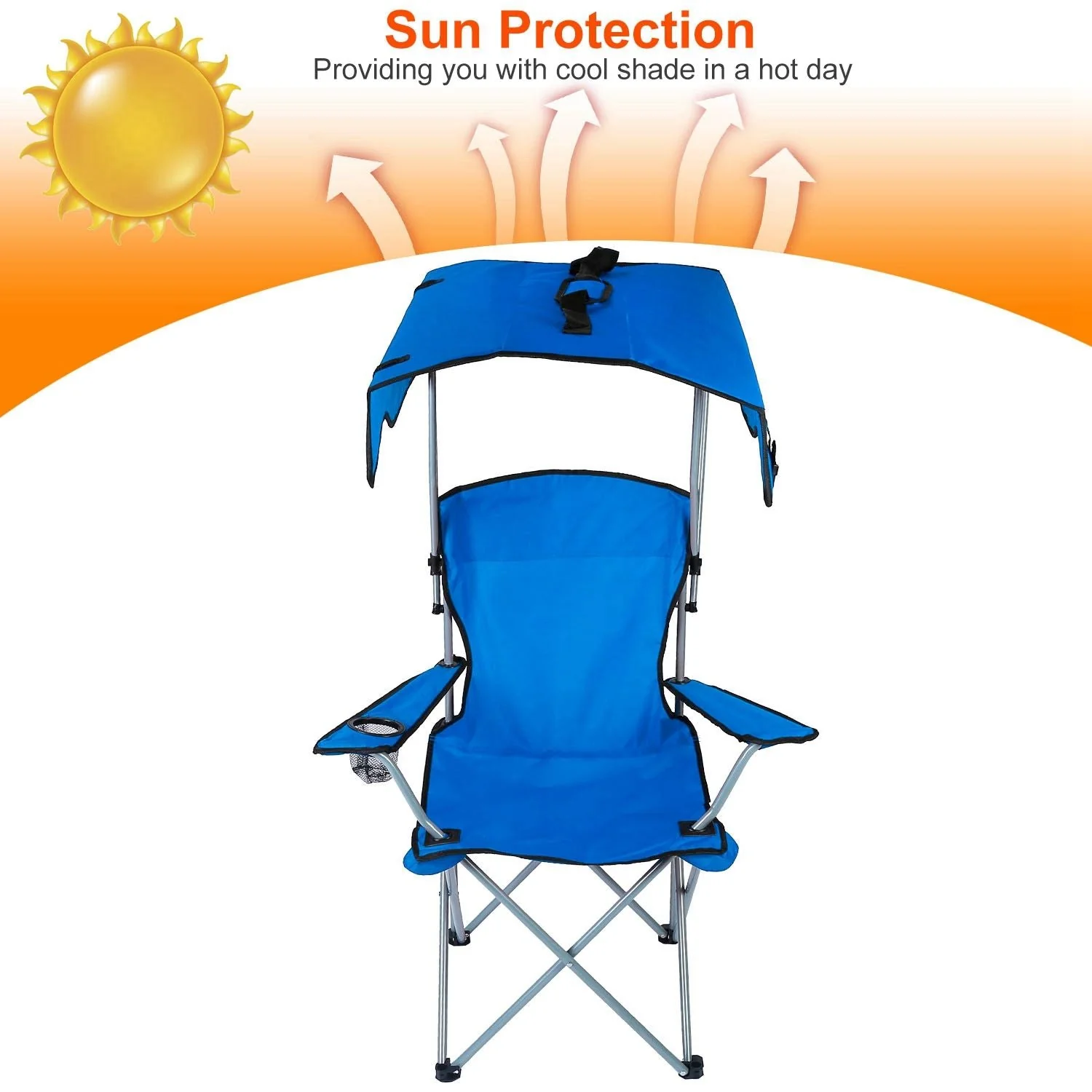Portable Camping Chair with Adjustable Sunshade Canopy - Image 11