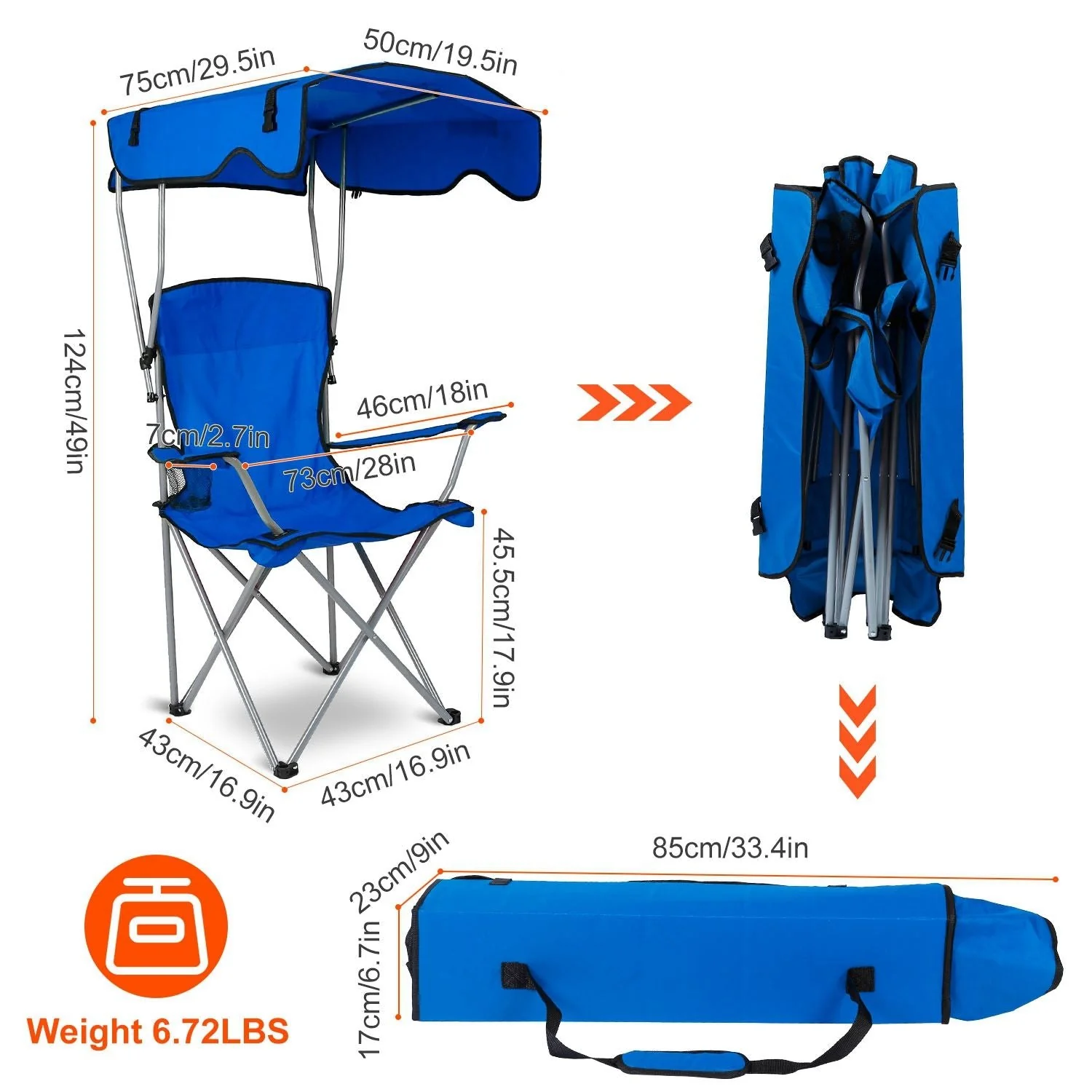 Portable Camping Chair with Adjustable Sunshade Canopy - Image 13