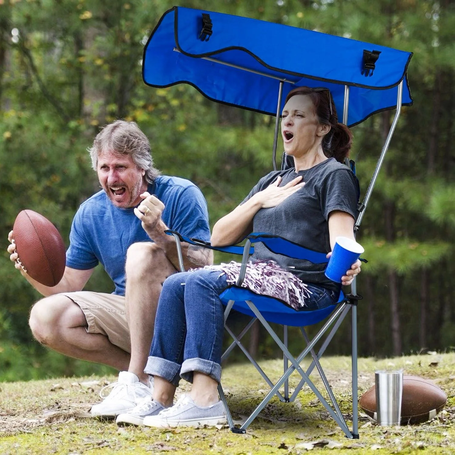 Portable Camping Chair with Adjustable Sunshade Canopy - Image 16