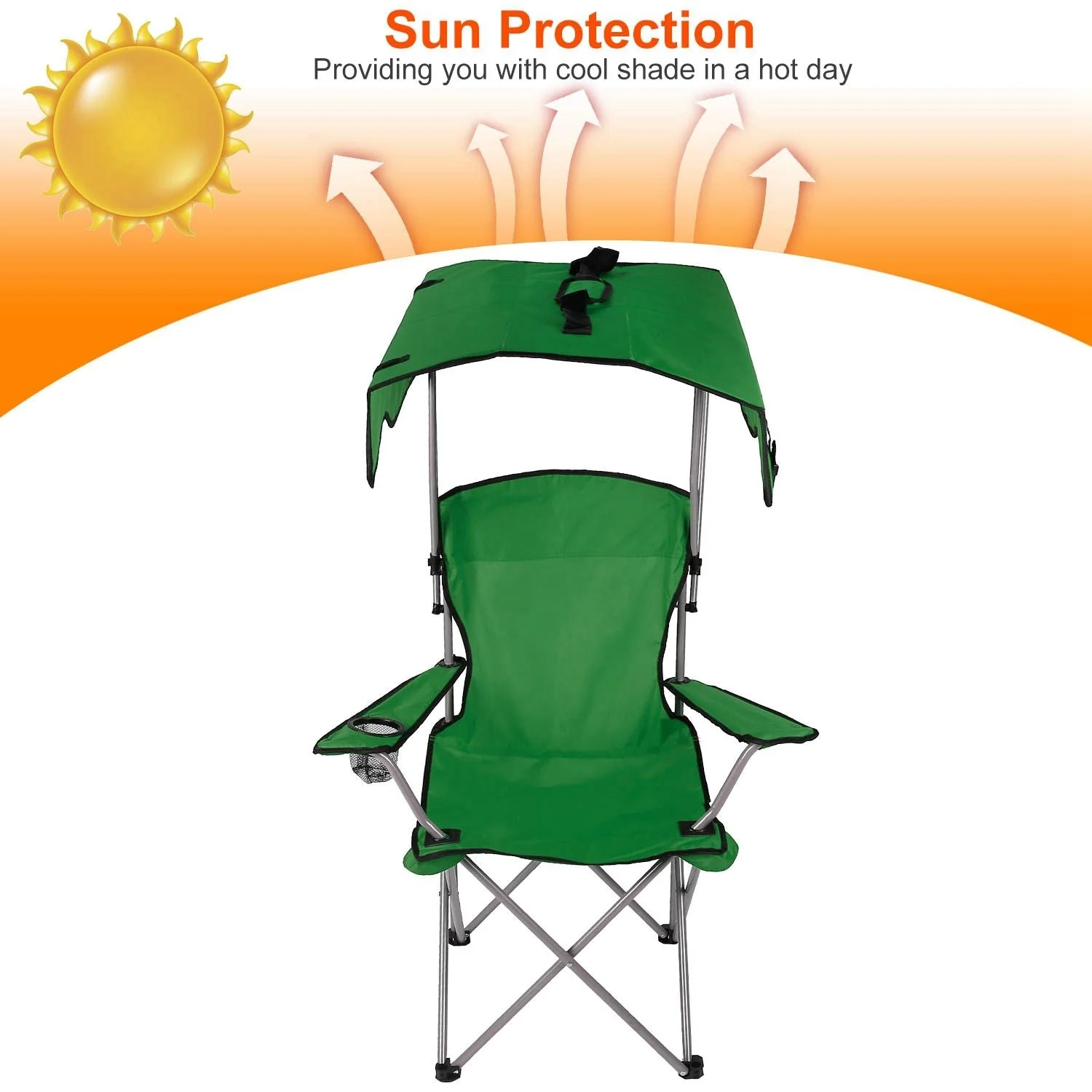 Portable Camping Chair with Adjustable Sunshade Canopy - Image 19