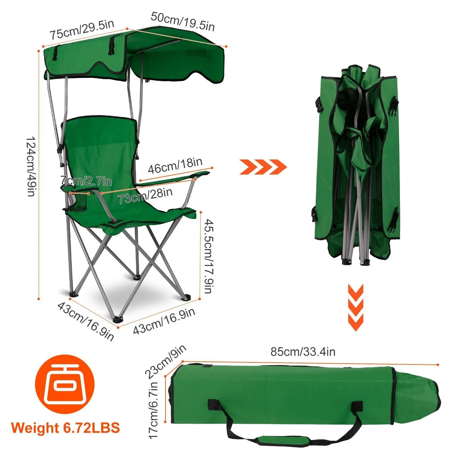 Portable Camping Chair with Adjustable Sunshade Canopy - Image 21
