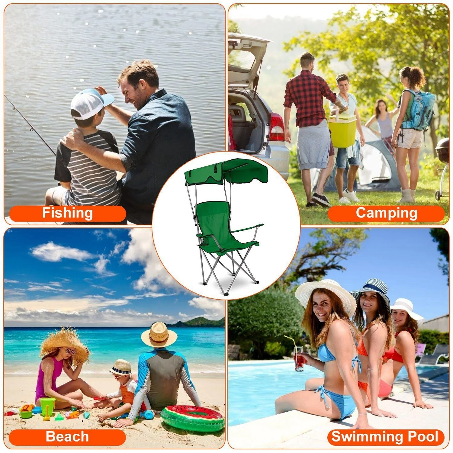 Portable Camping Chair with Adjustable Sunshade Canopy - Image 22
