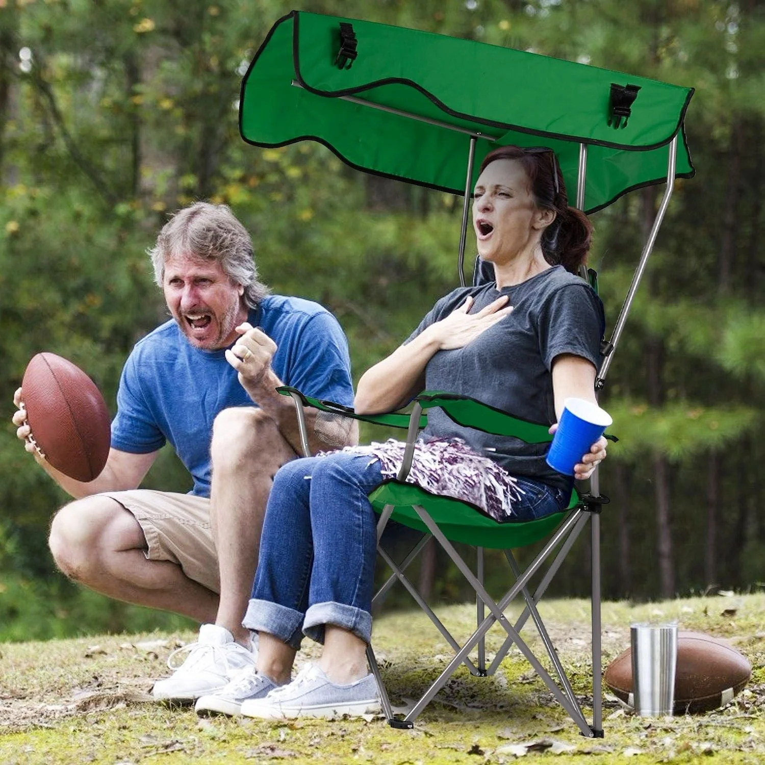 Portable Camping Chair with Adjustable Sunshade Canopy - Image 24