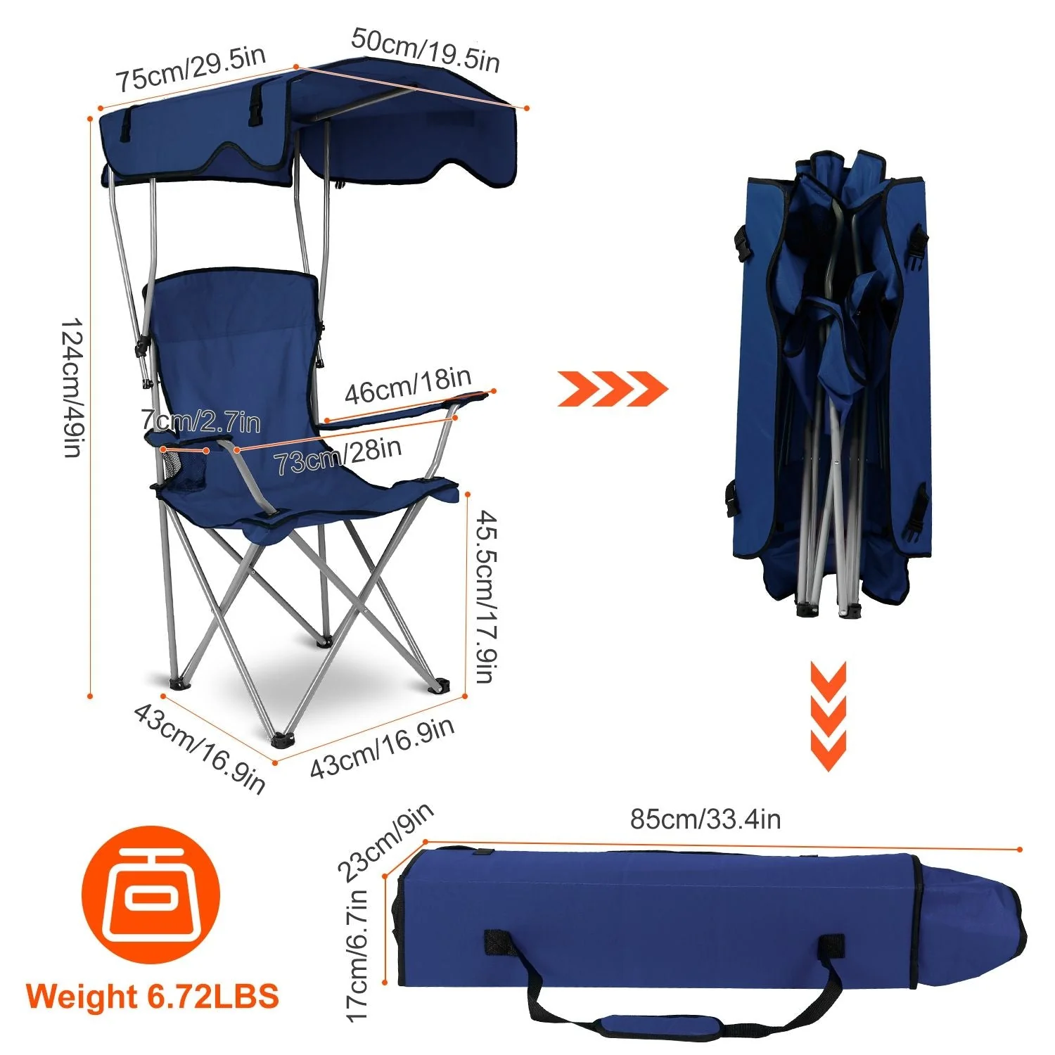 Portable Camping Chair with Adjustable Sunshade Canopy - Image 29