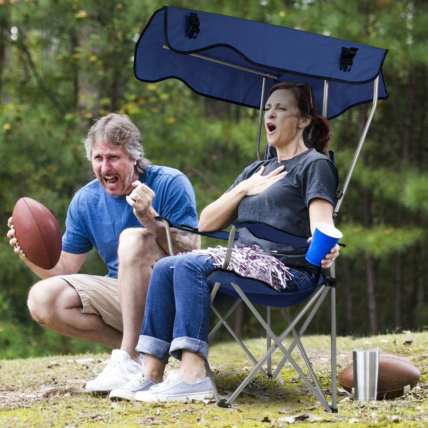 Portable Camping Chair with Adjustable Sunshade Canopy - Image 32