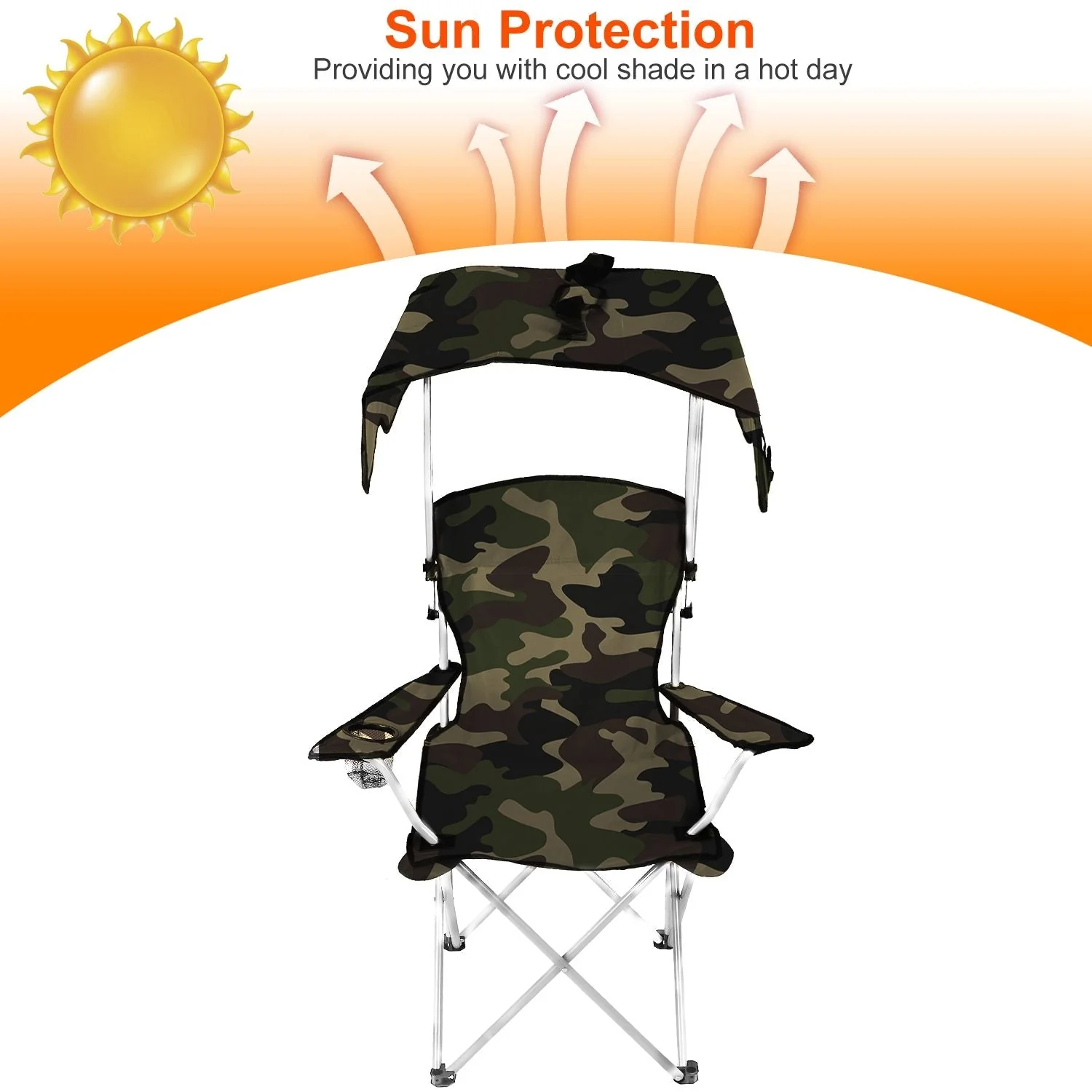 Portable Camping Chair with Adjustable Sunshade Canopy - Image 35