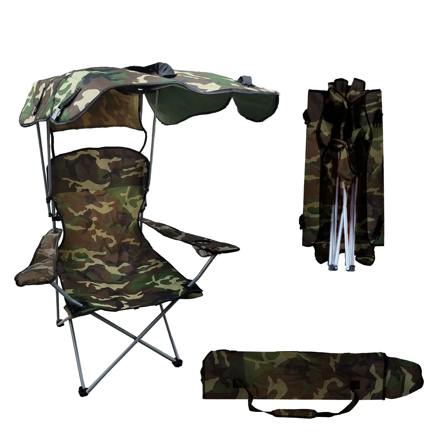 Portable Camping Chair with Adjustable Sunshade Canopy - Image 40
