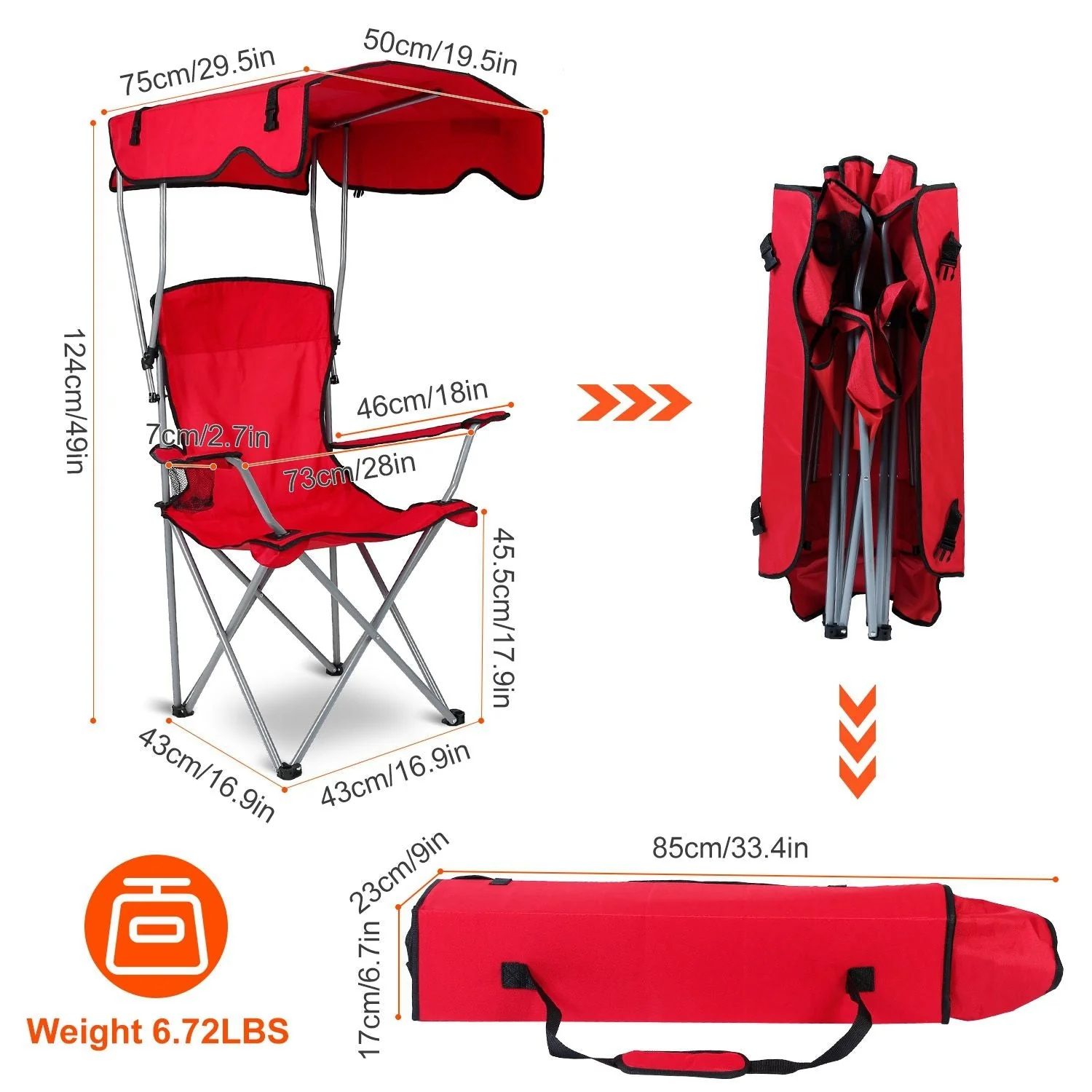 Portable Camping Chair with Adjustable Sunshade Canopy - Image 5