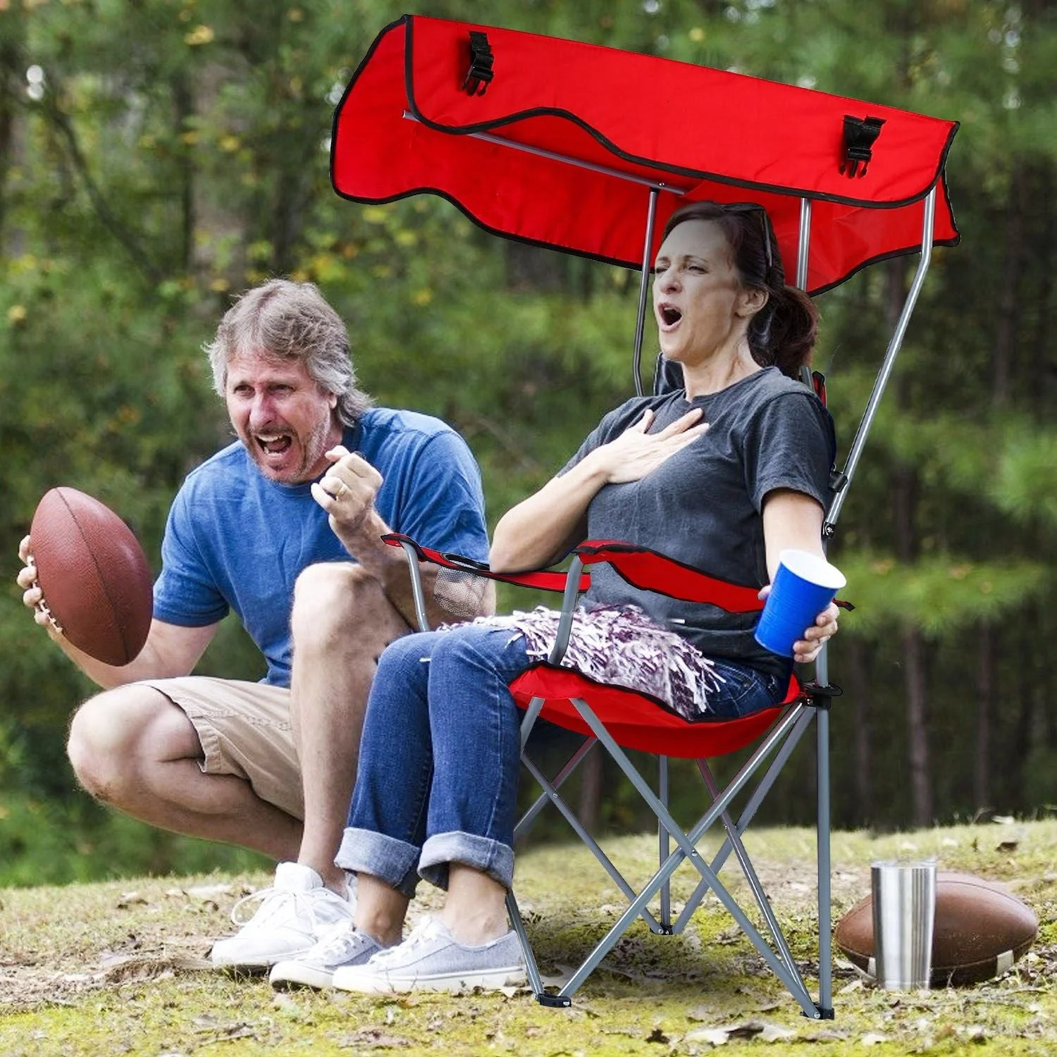 Portable Camping Chair with Adjustable Sunshade Canopy - Image 8