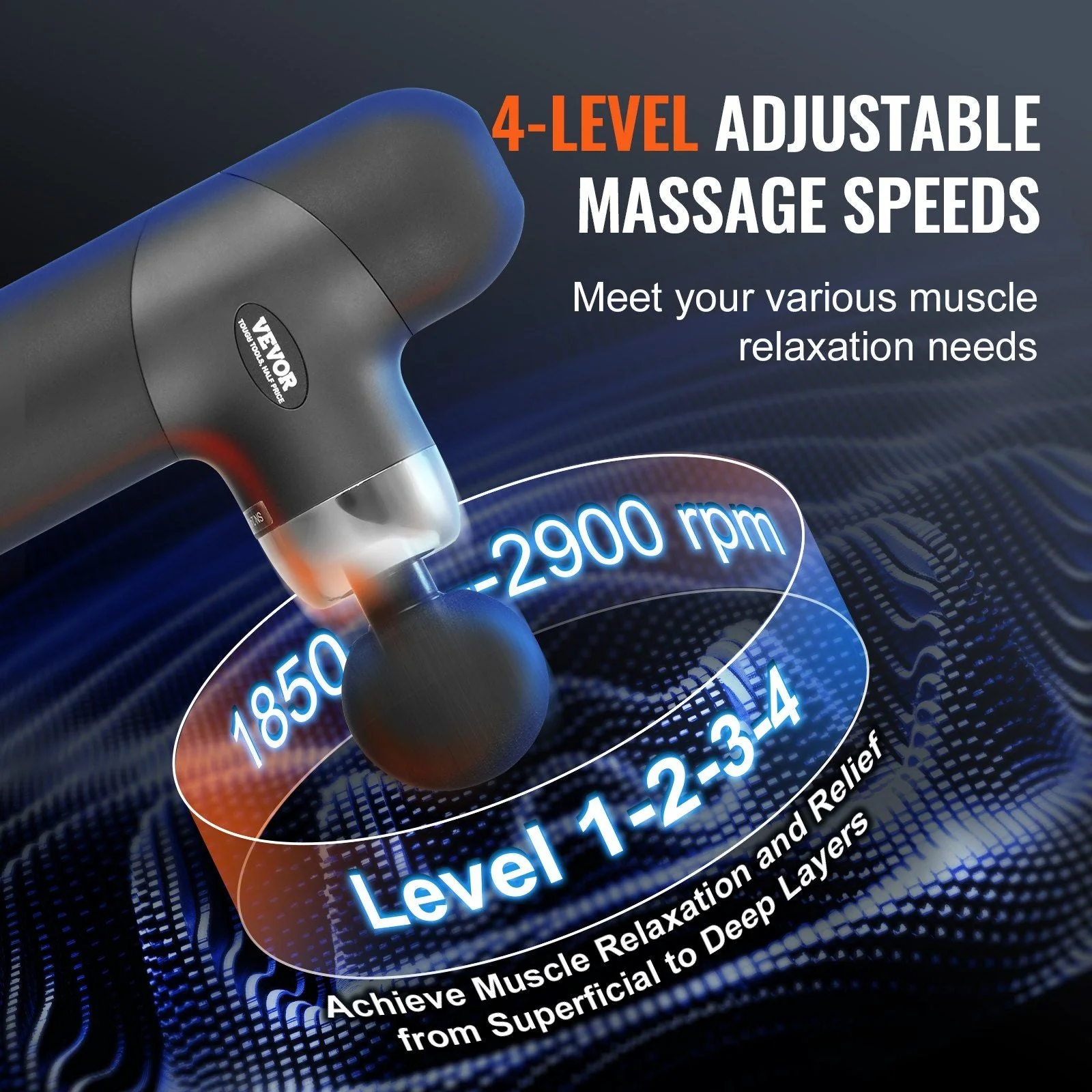 Deep Tissue Percussion Massager with Multiple Speed Settings & Attachments - Image 3
