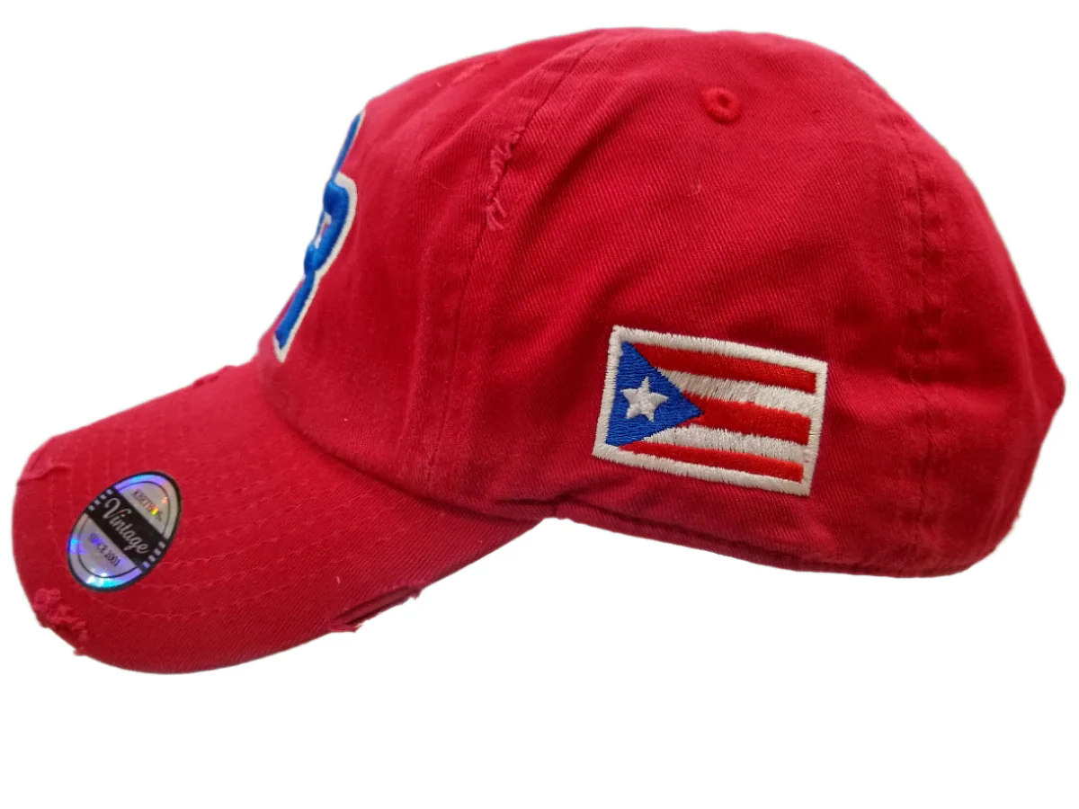Puerto Rico Vintage Red / Royal Blue Logo Hats - Image 2