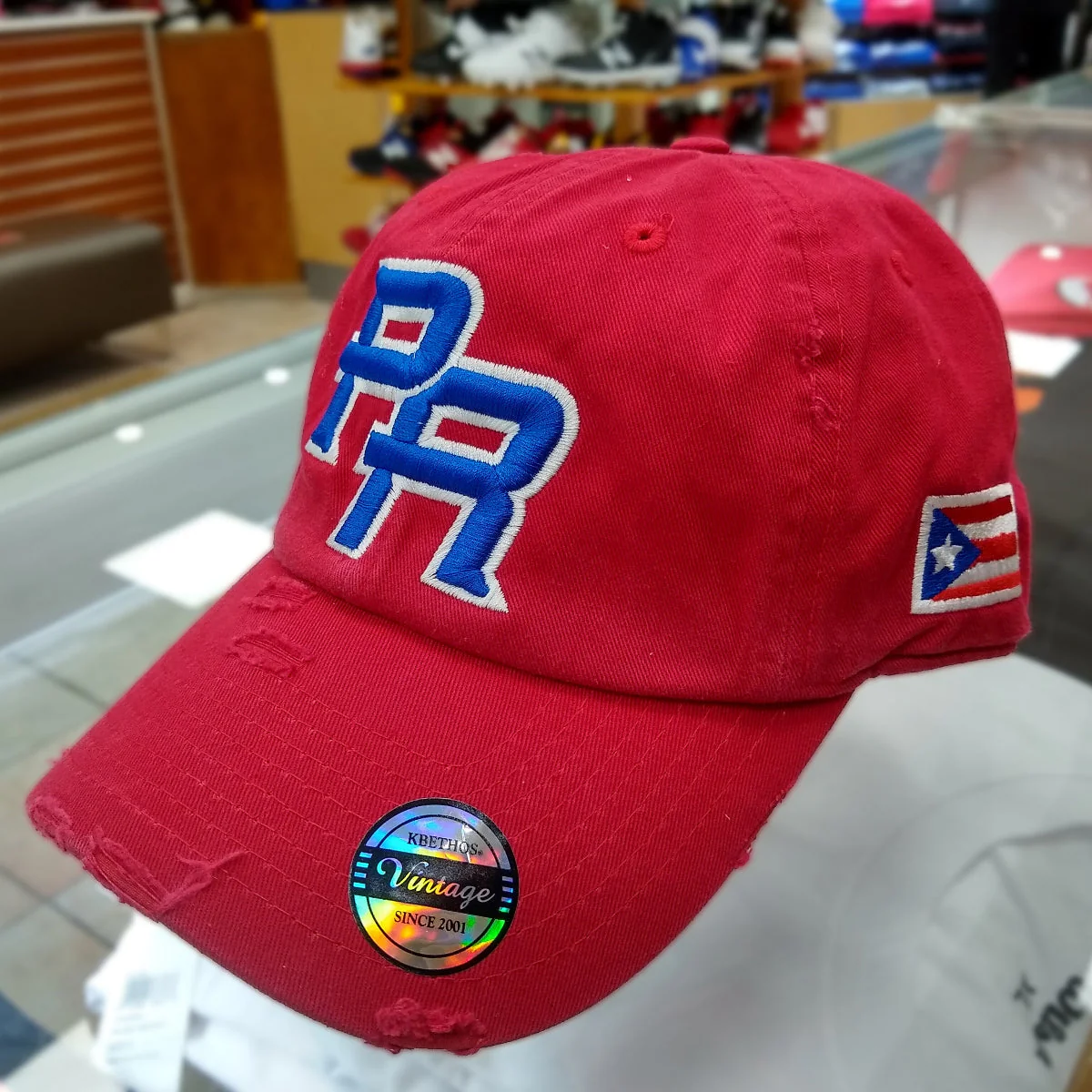 Puerto Rico Vintage Red / Royal Blue Logo Hats - Image 4