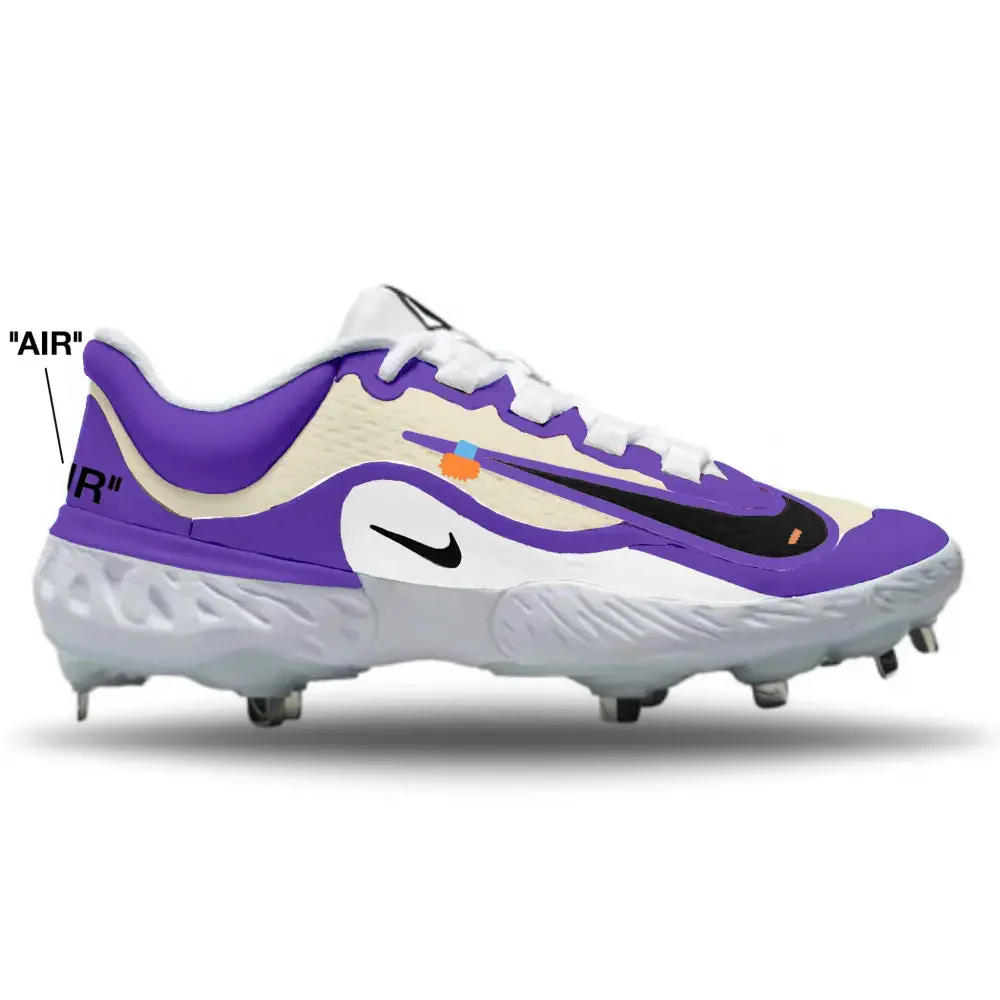 "Purple OW" Nike Alpha Huarache Elite 4 Low Cleats - Image 2