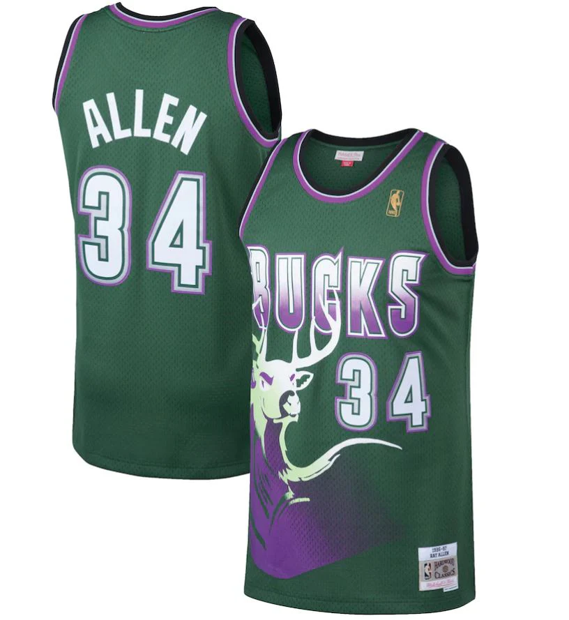 Ray Allen Milwaukee Bucks Mitchell & Ness Hardwood Classics Jersey