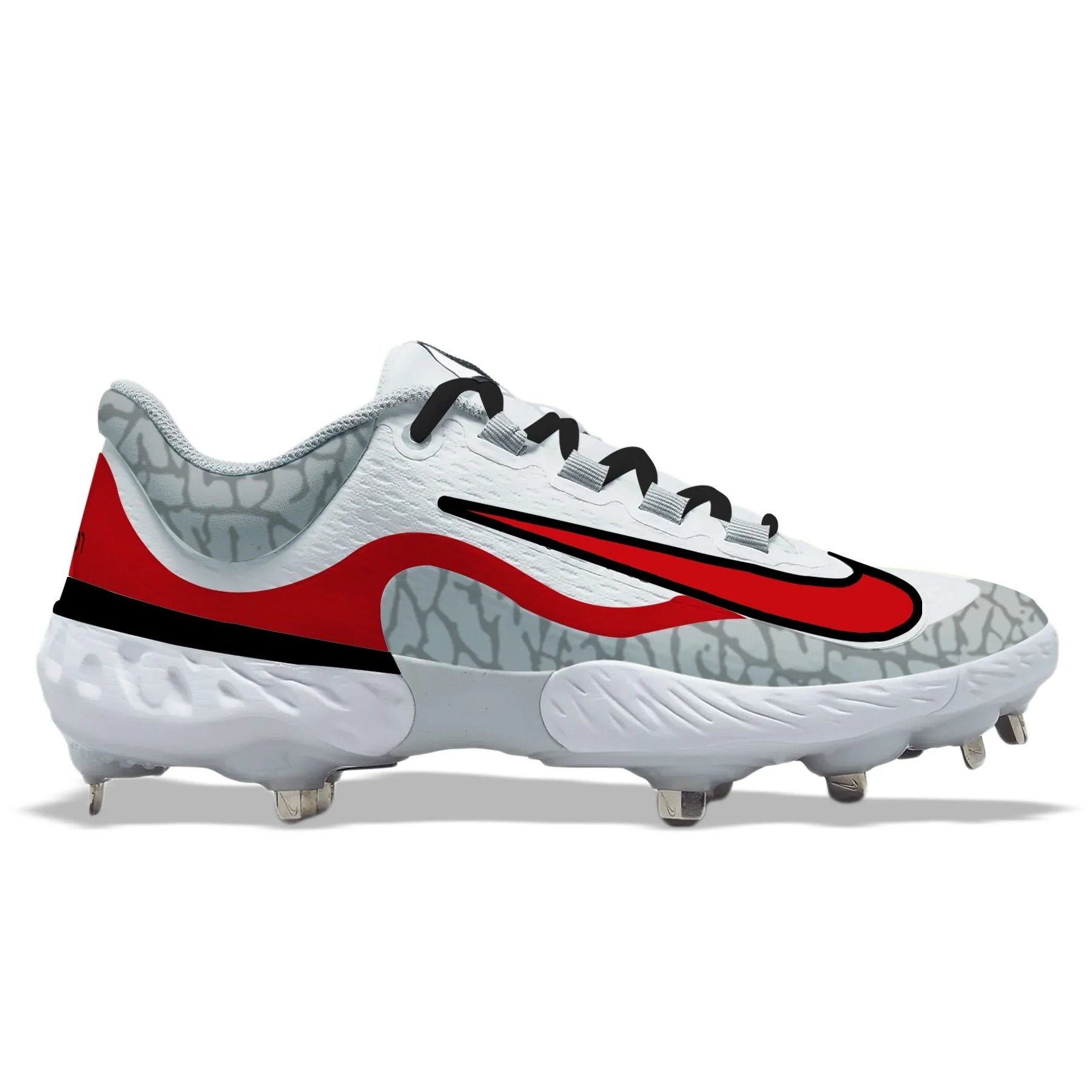 "Red Concrete" Nike Alpha Huarache Elite 4 Low Cleats
