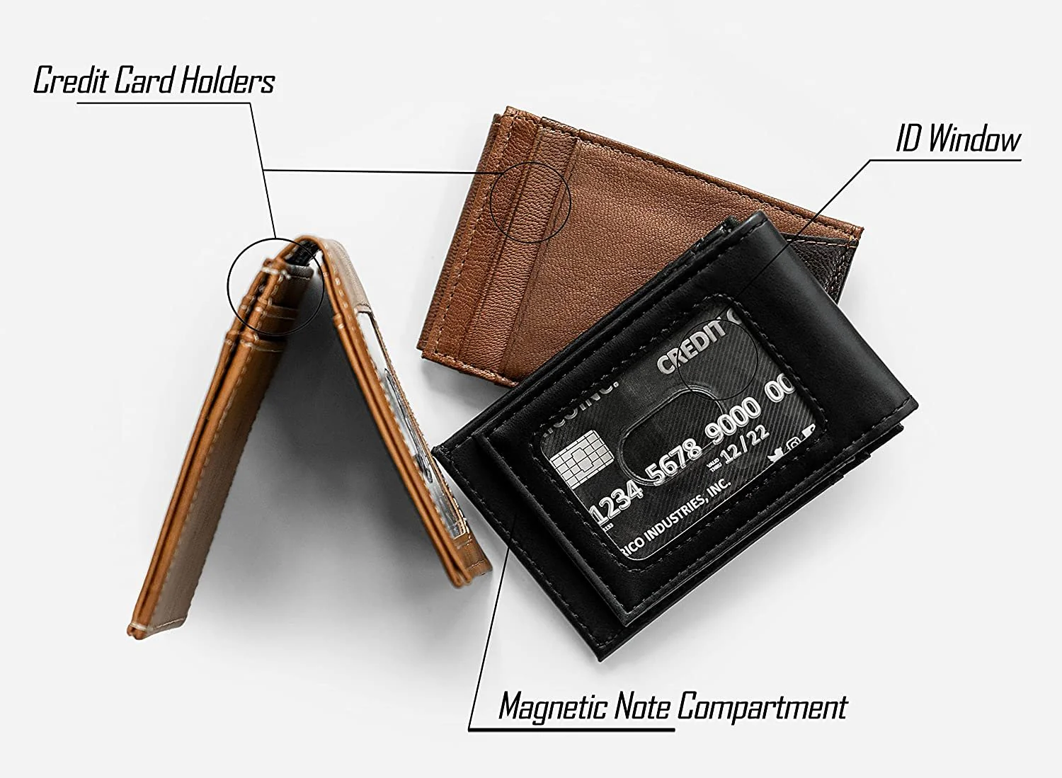 NBA New York Knicks Premium Laser Engraved Vegan Brown Leather Front Pocket Wallet - Image 3