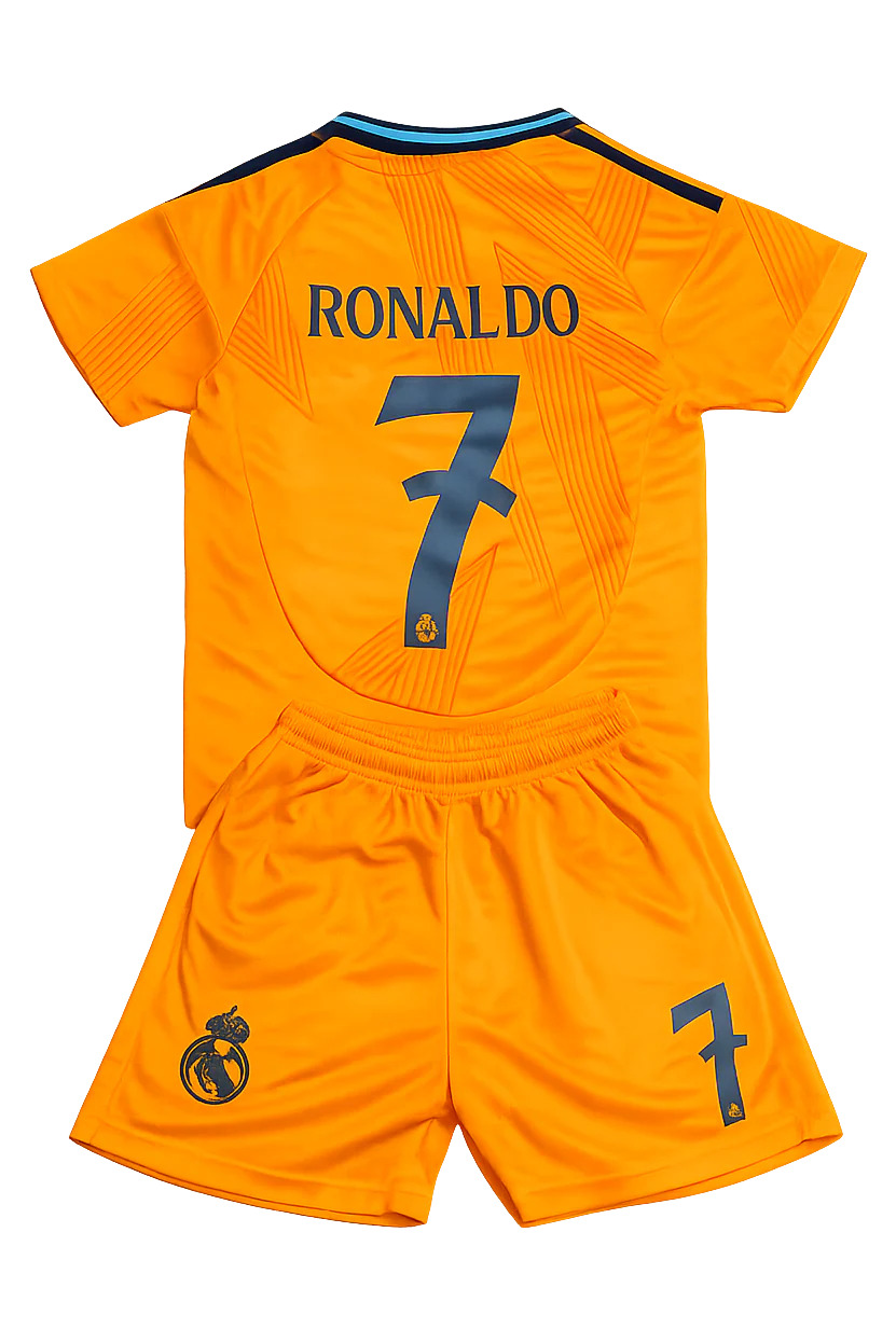 Ronaldo 7 Real Madrid Away Orange 3rd Jersey Toddler/youth Soccer Jersey Kids Kit