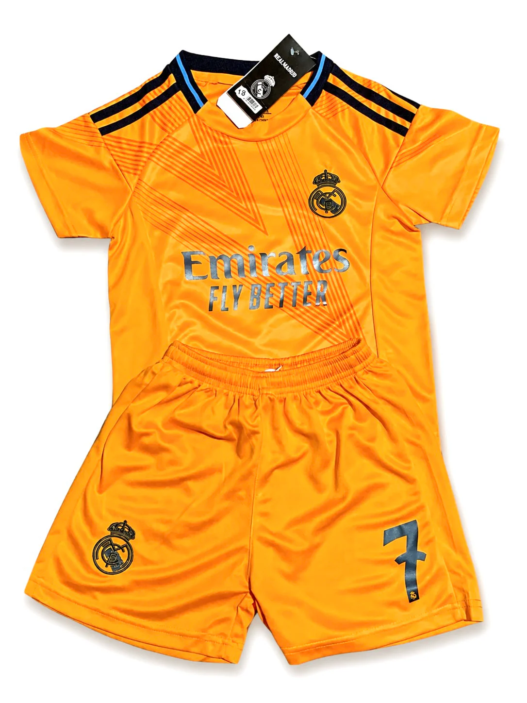 Ronaldo 7 Real Madrid Away Orange 3rd Jersey Toddler/youth Soccer Jersey Kids Kit - Image 2