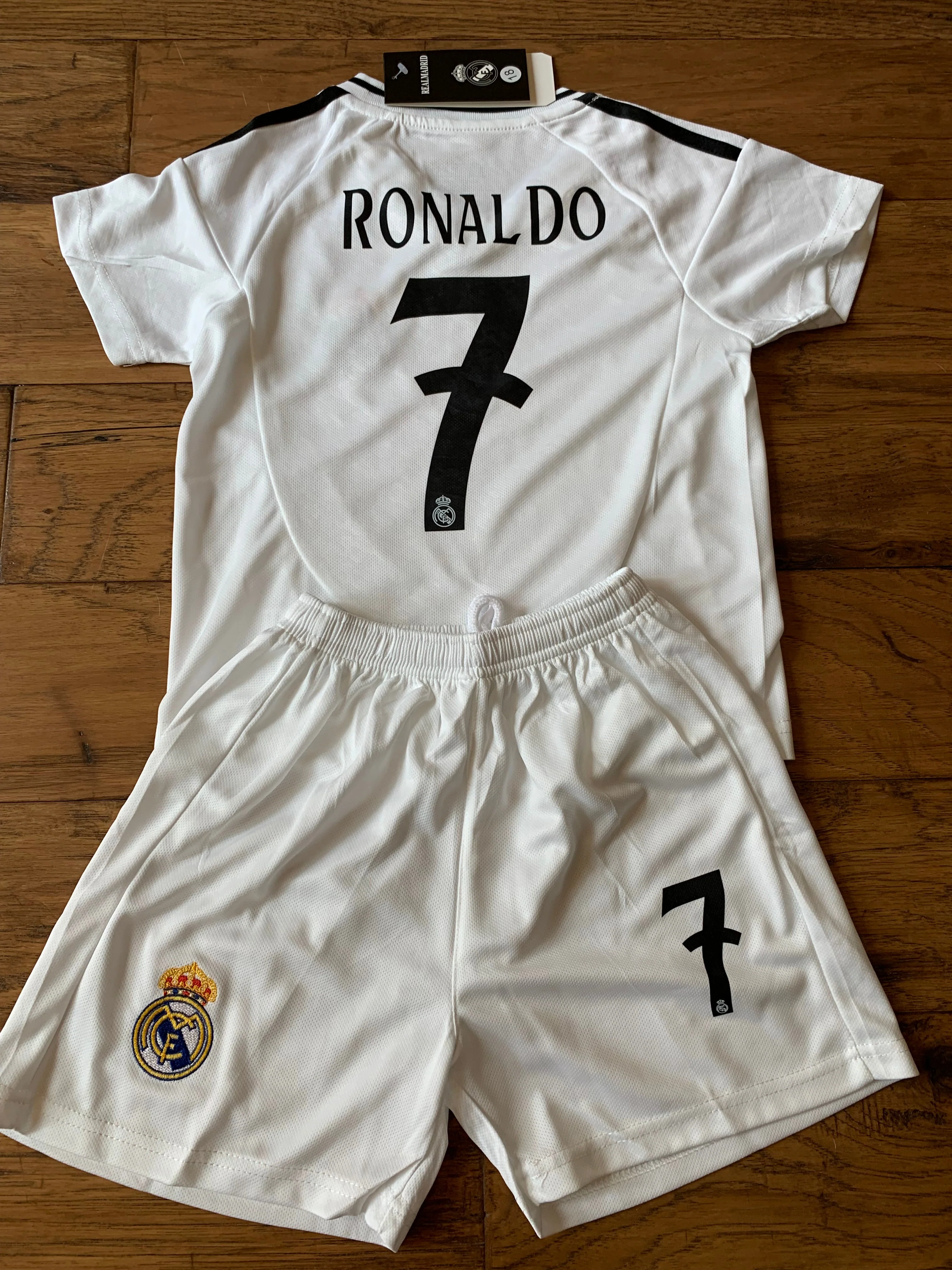 Ronaldo 7 White Kids Soccer Jersey Real Madrid Youth Toddler Sizes - Image 2