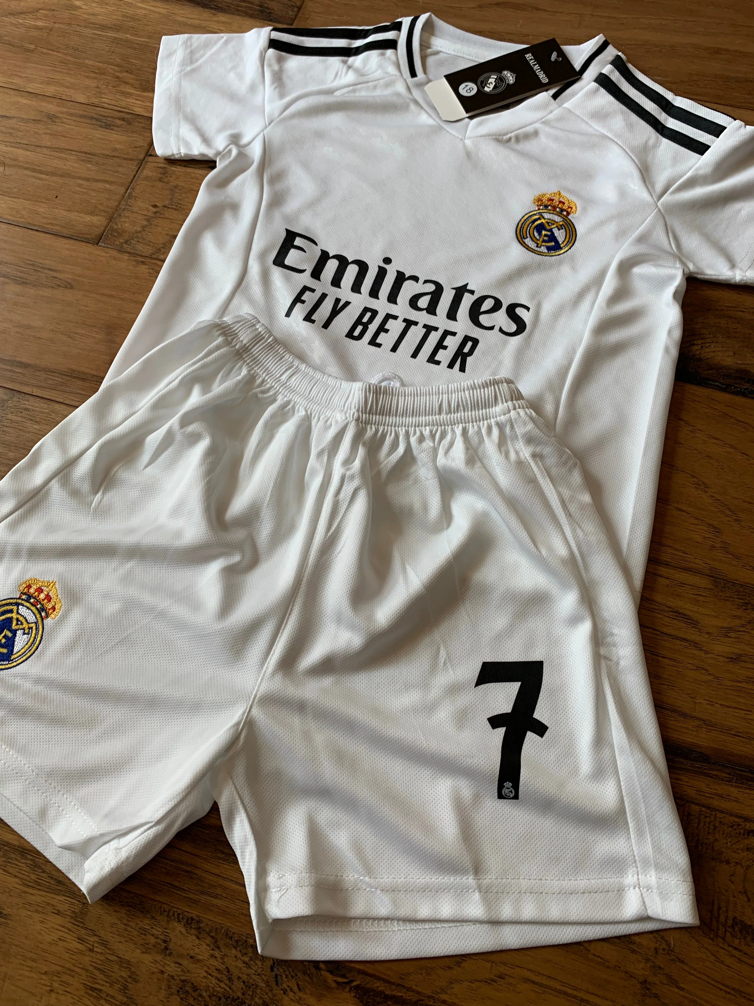 Ronaldo 7 White Kids Soccer Jersey Real Madrid Youth Toddler Sizes - Image 3