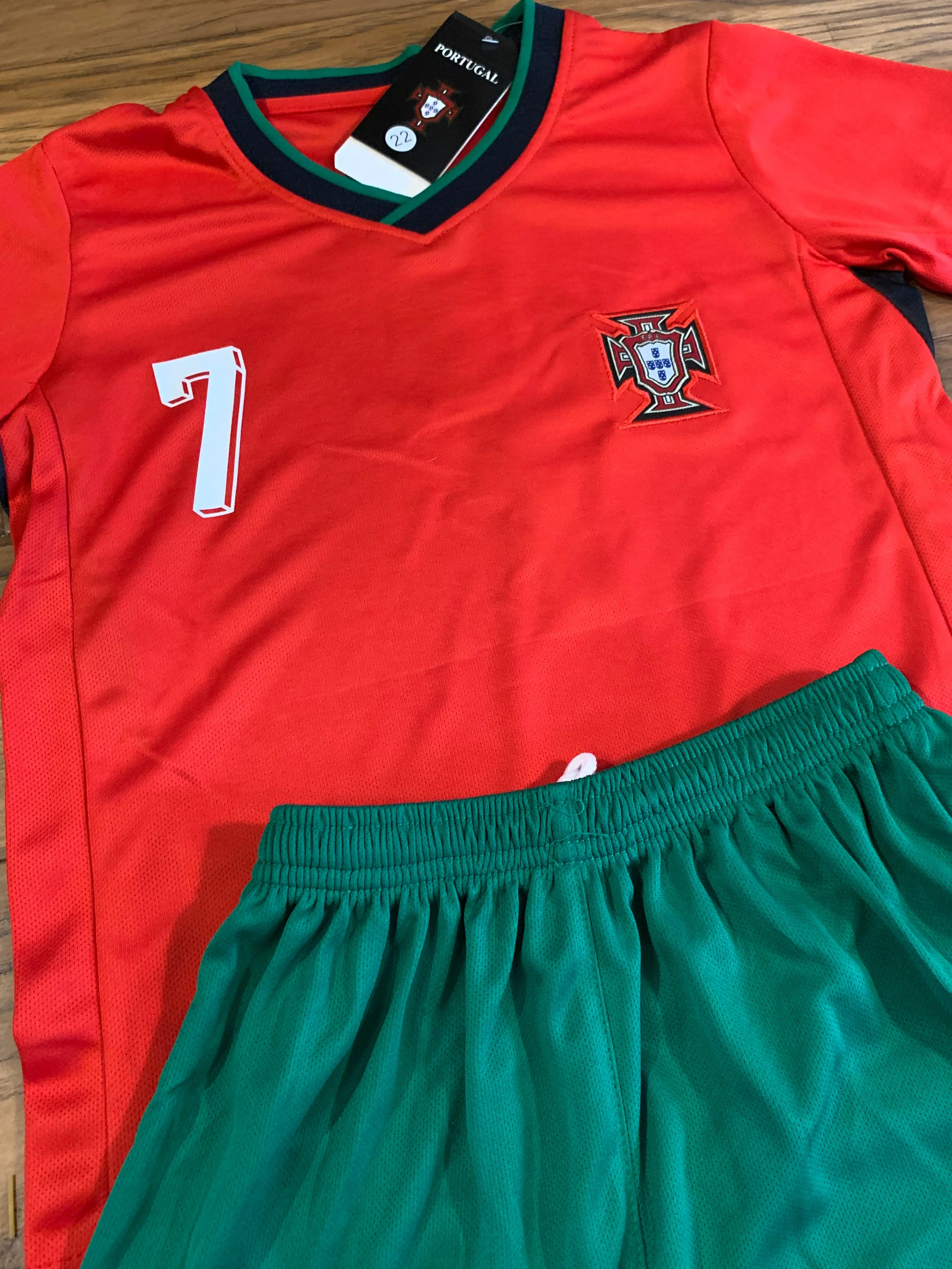 Ronaldo Portugal Home Kids Youth Soccer Jersey Kit 2 Piece Set - Image 5