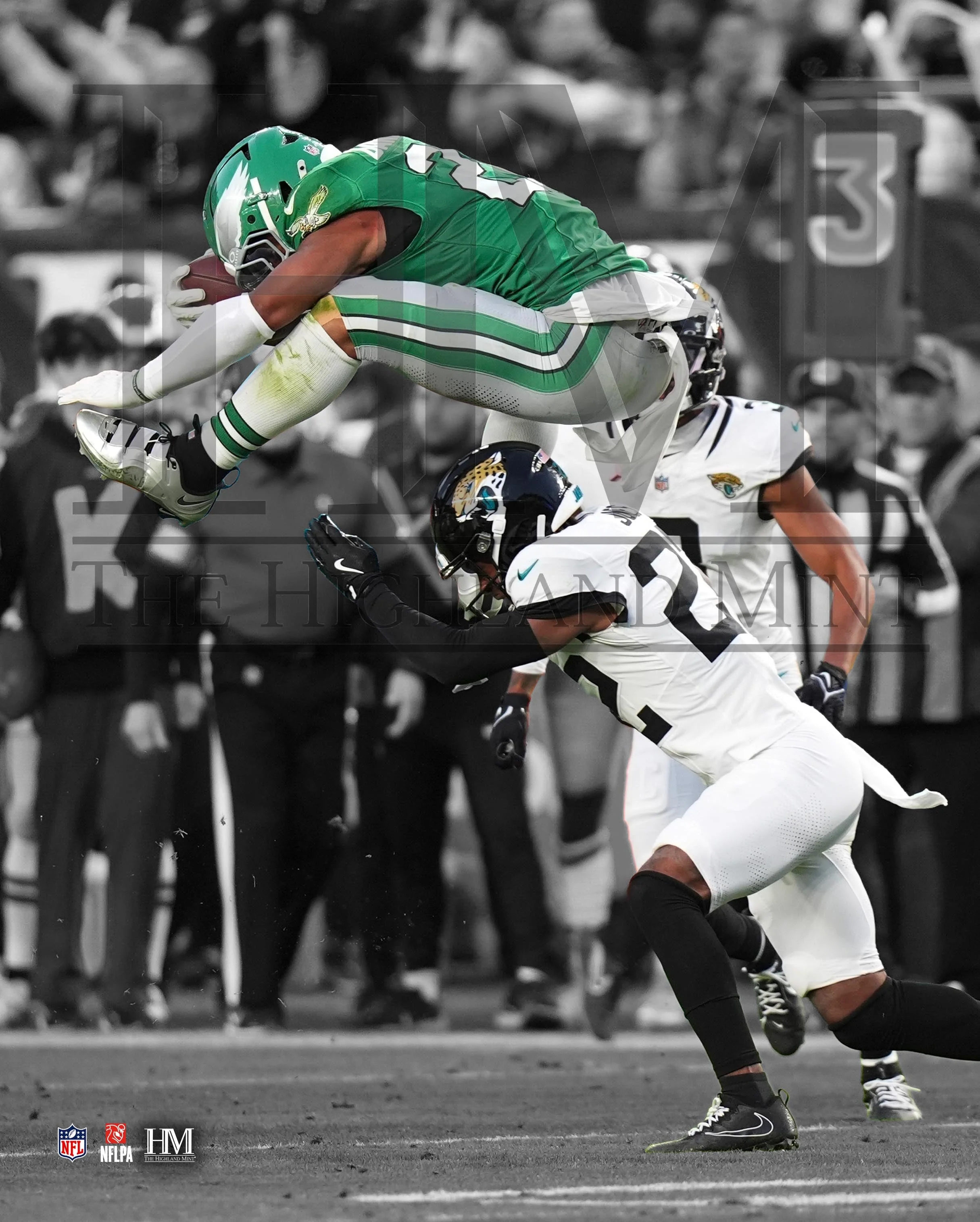 Philadelphia Eagles Saquon Barkley Reverse Hurdle Football Photo