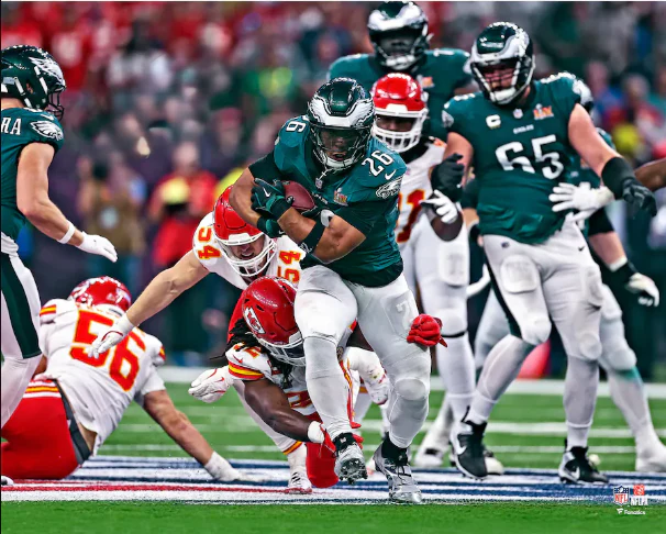 Philadelphia Eagles Saquon Barkley Super Bowl LIX Action Photo