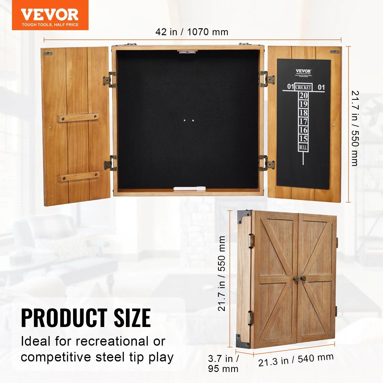 Solid Wood Dartboard Cabinet Official Size (Dart board Not Included) - Image 2