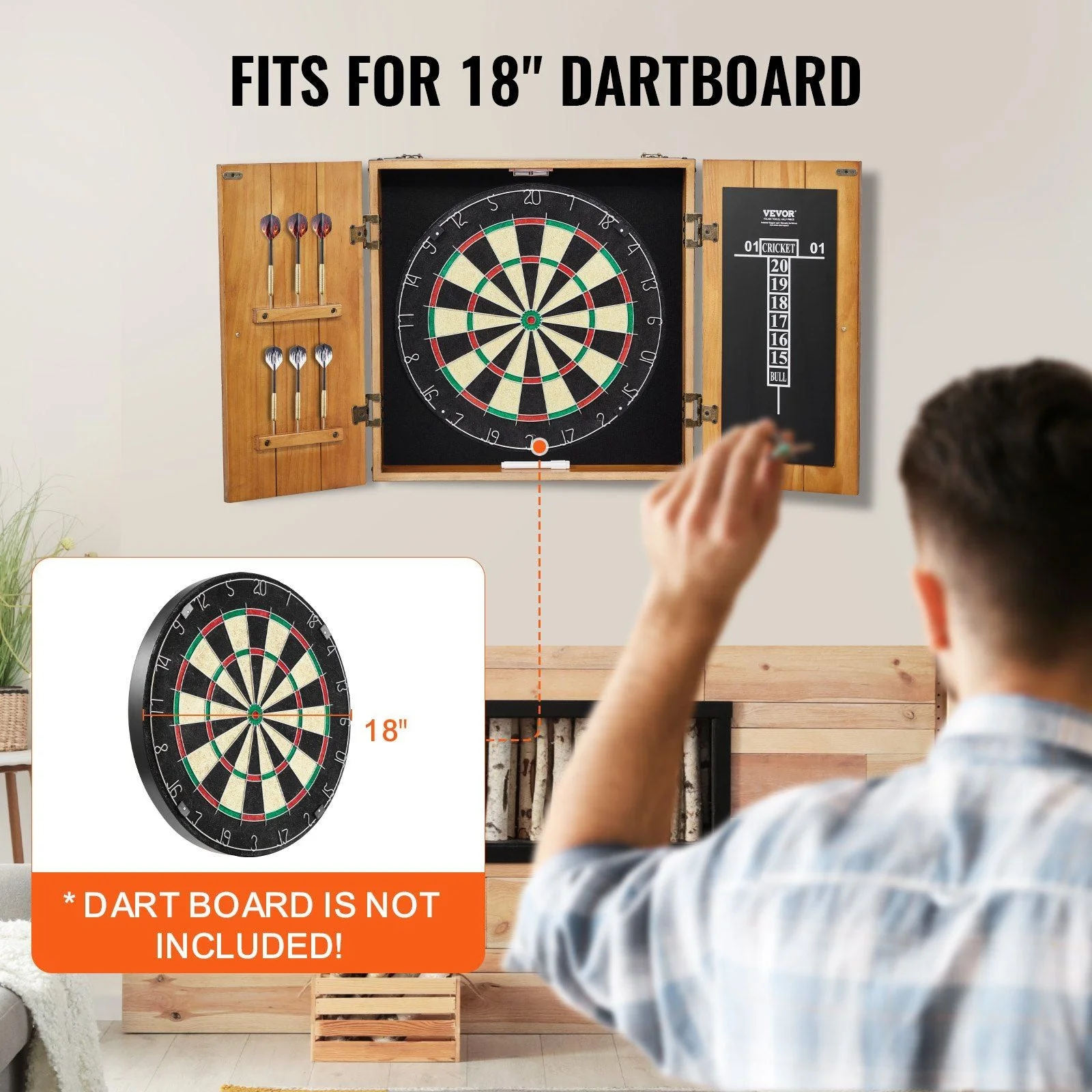 Solid Wood Dartboard Cabinet Official Size (Dart board Not Included) - Image 4