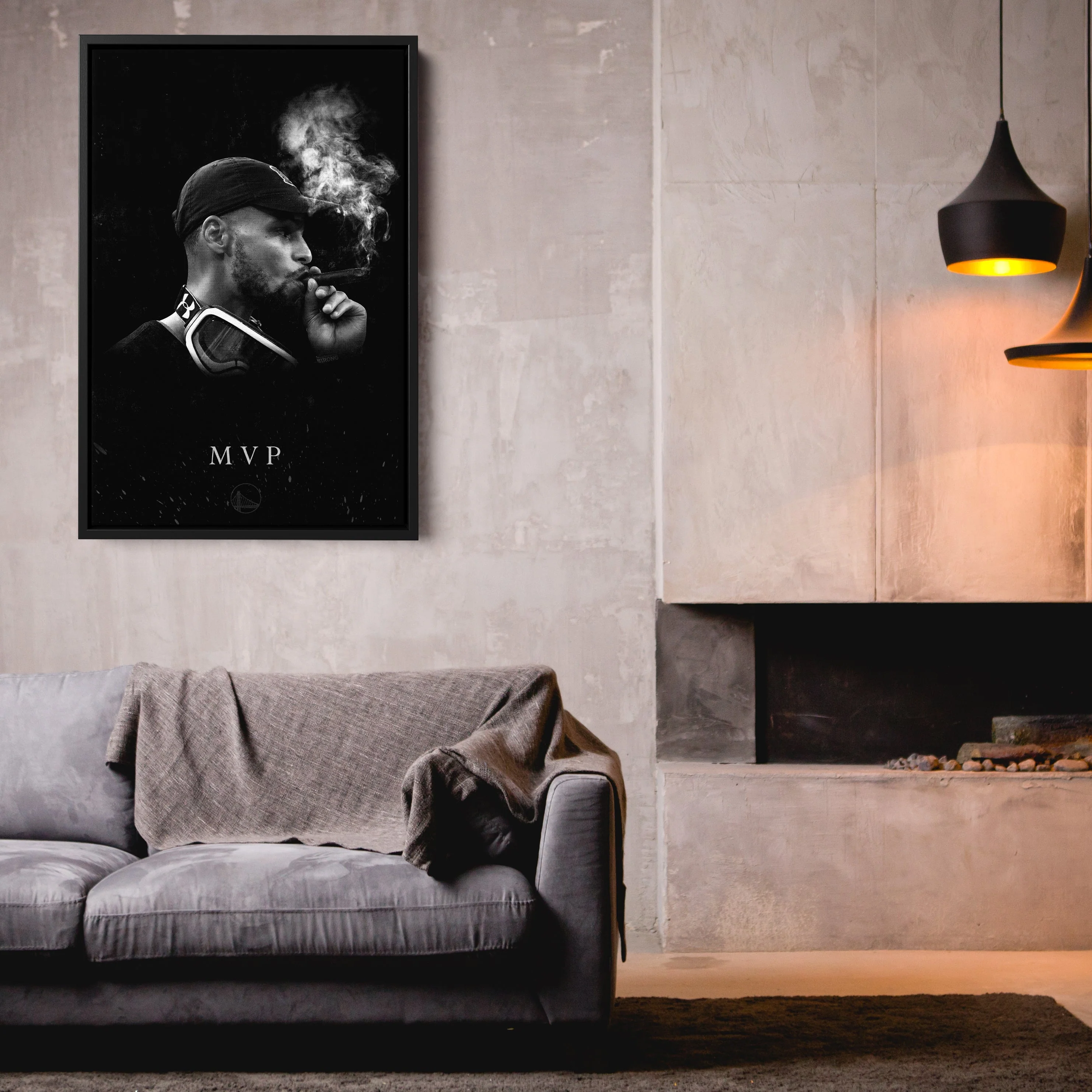 Stephen Curry Cigar NBA Champion Canvas Wall Art - Image 6