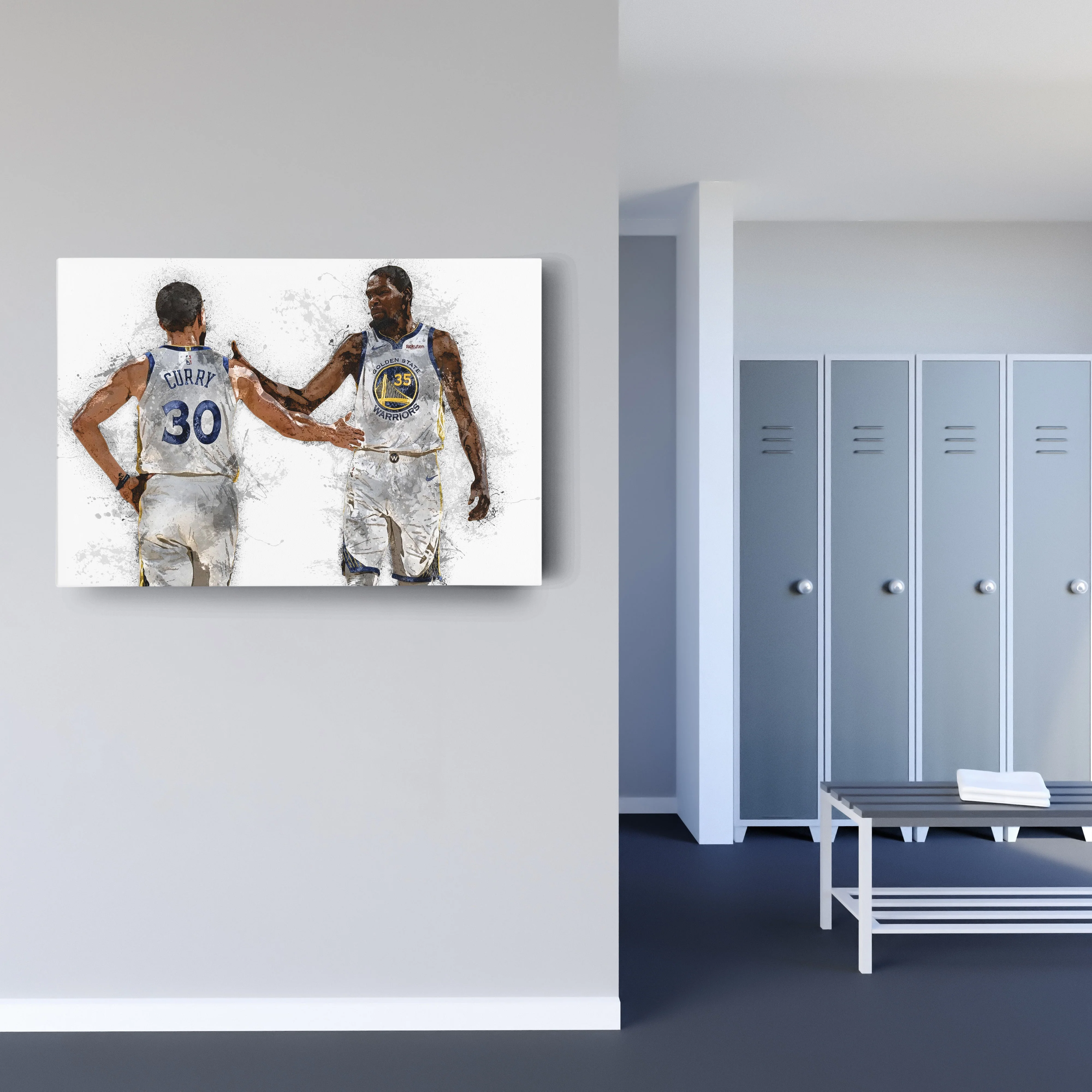 Stephen Curry & Kevin Durant Canvas Art – Golden State Warriors Wall Decor - Image 2