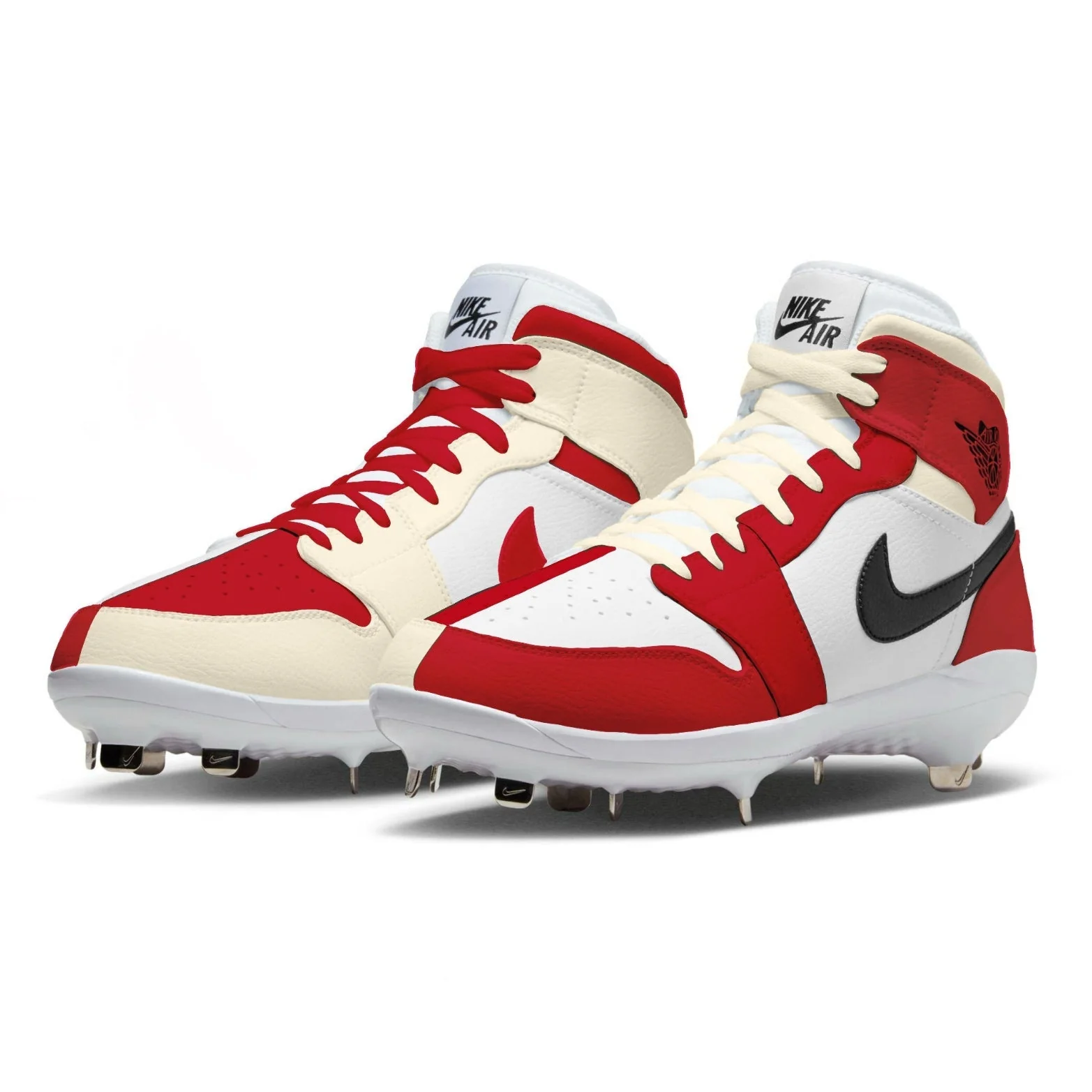 "Strawberry Cream Mismatch" Jordan 1 Retro Cleats - Image 2