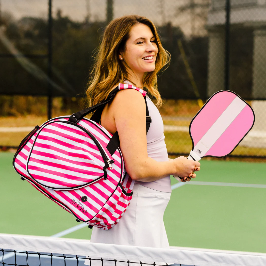 Stylish Stripe Pink Premium Women's Pickleball Bag - Image 2