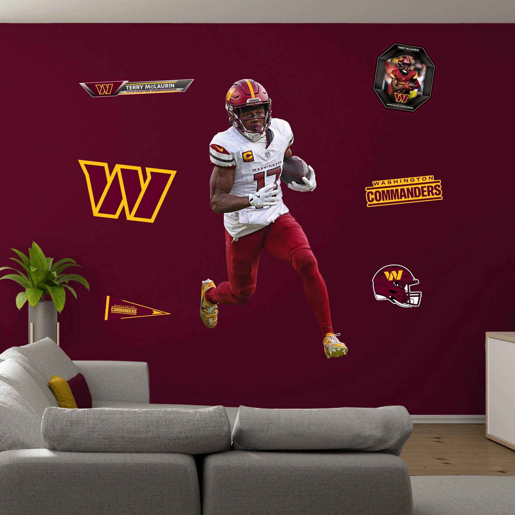 Washington Commanders Terry McLaurin RealBig Collection Reusable Vinyl Wall Decals - Image 3