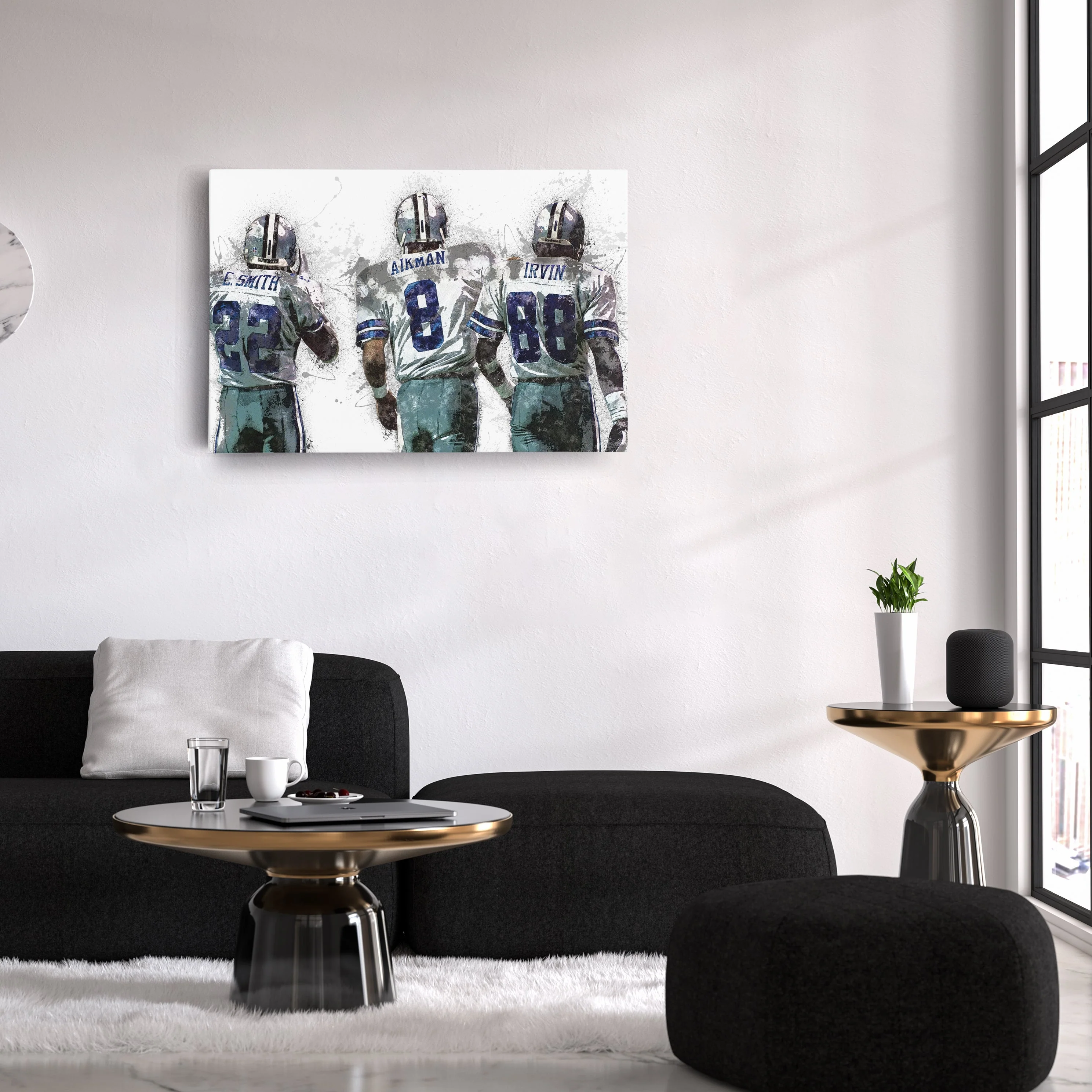 Troy Aikman, Michael Irvin & Emmitt Smith Canvas Art - Dallas Cowboys Wall Decor - Image 2