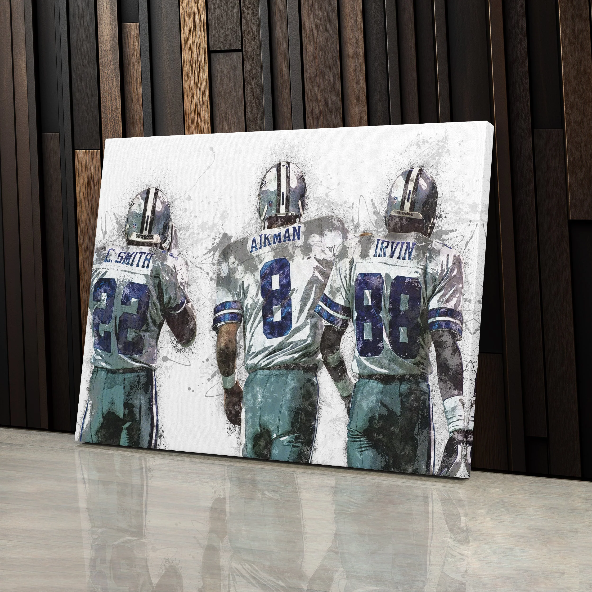 Troy Aikman, Michael Irvin & Emmitt Smith Canvas Art - Dallas Cowboys Wall Decor - Image 3