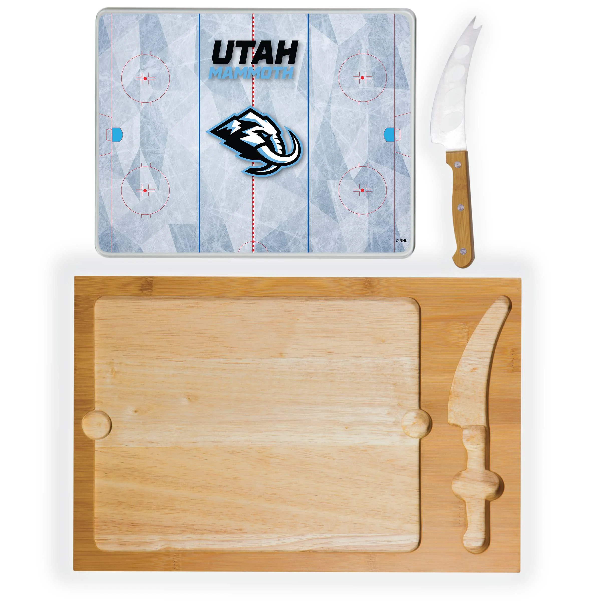 Utah Mammoth Icon Glass Top Cutting Board & Knife Set - Image 4