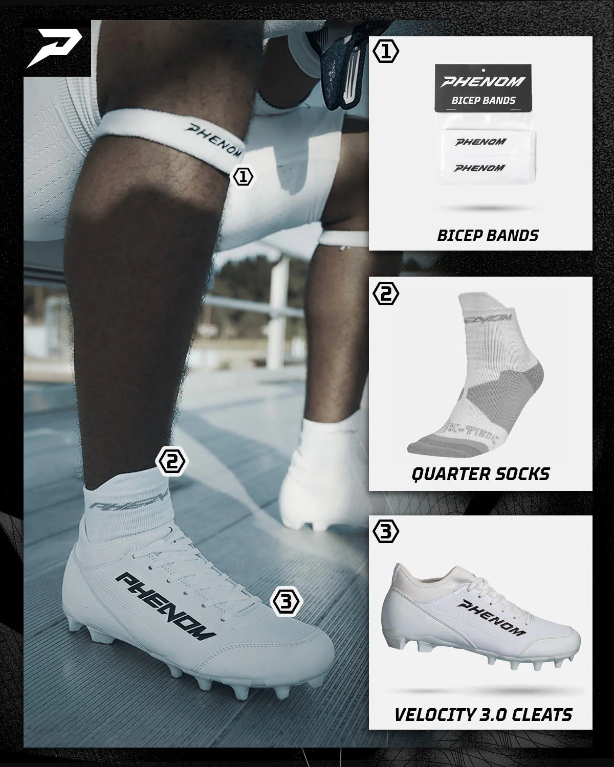 Velocity 3.0 White Football Cleats - Image 6