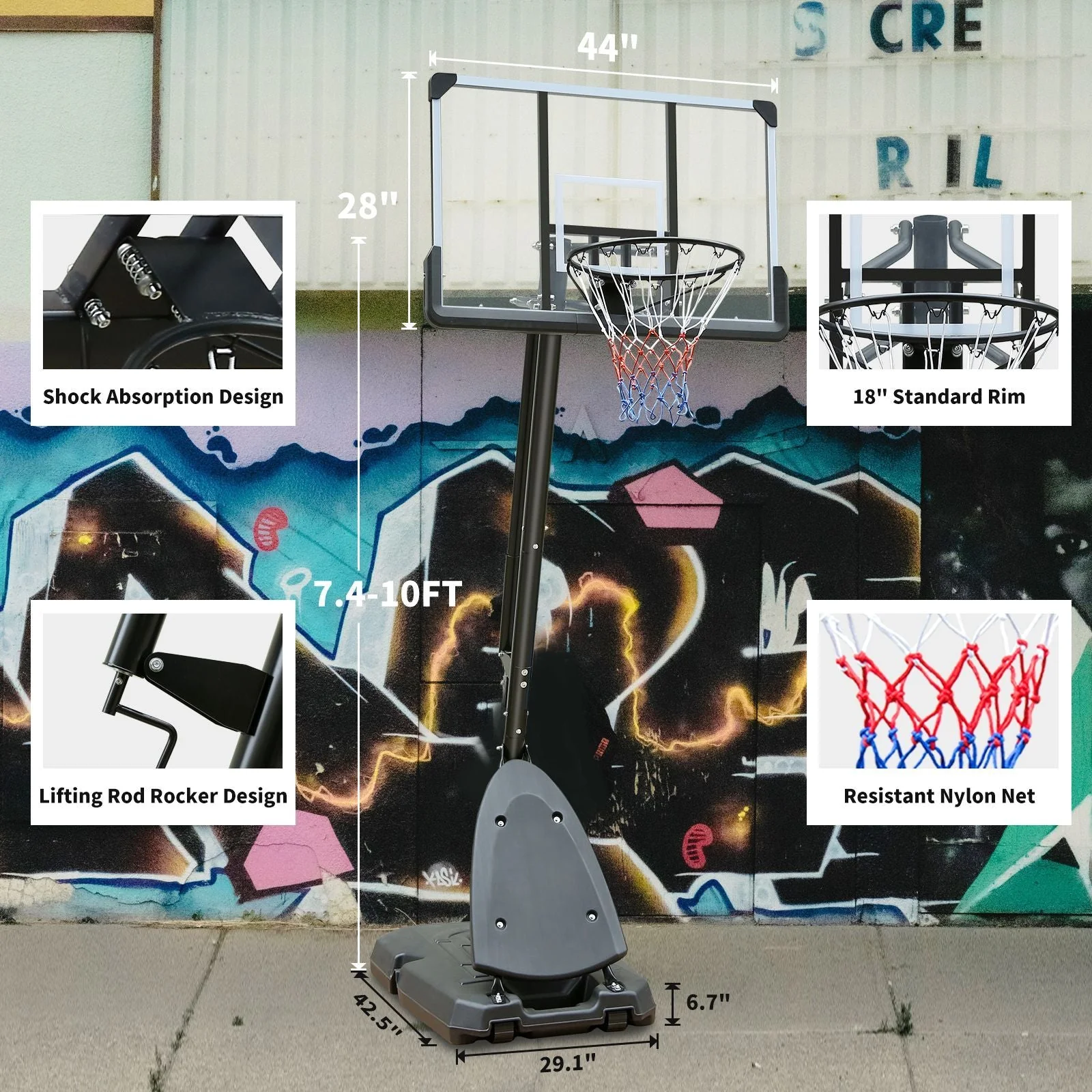 Portable Indoors & Outdoors Basketball Hoop - Image 5