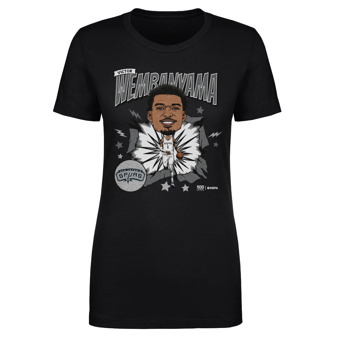 Victor Wembanyama San Antonio Spurs Caricature WHT Women's T-Shirt