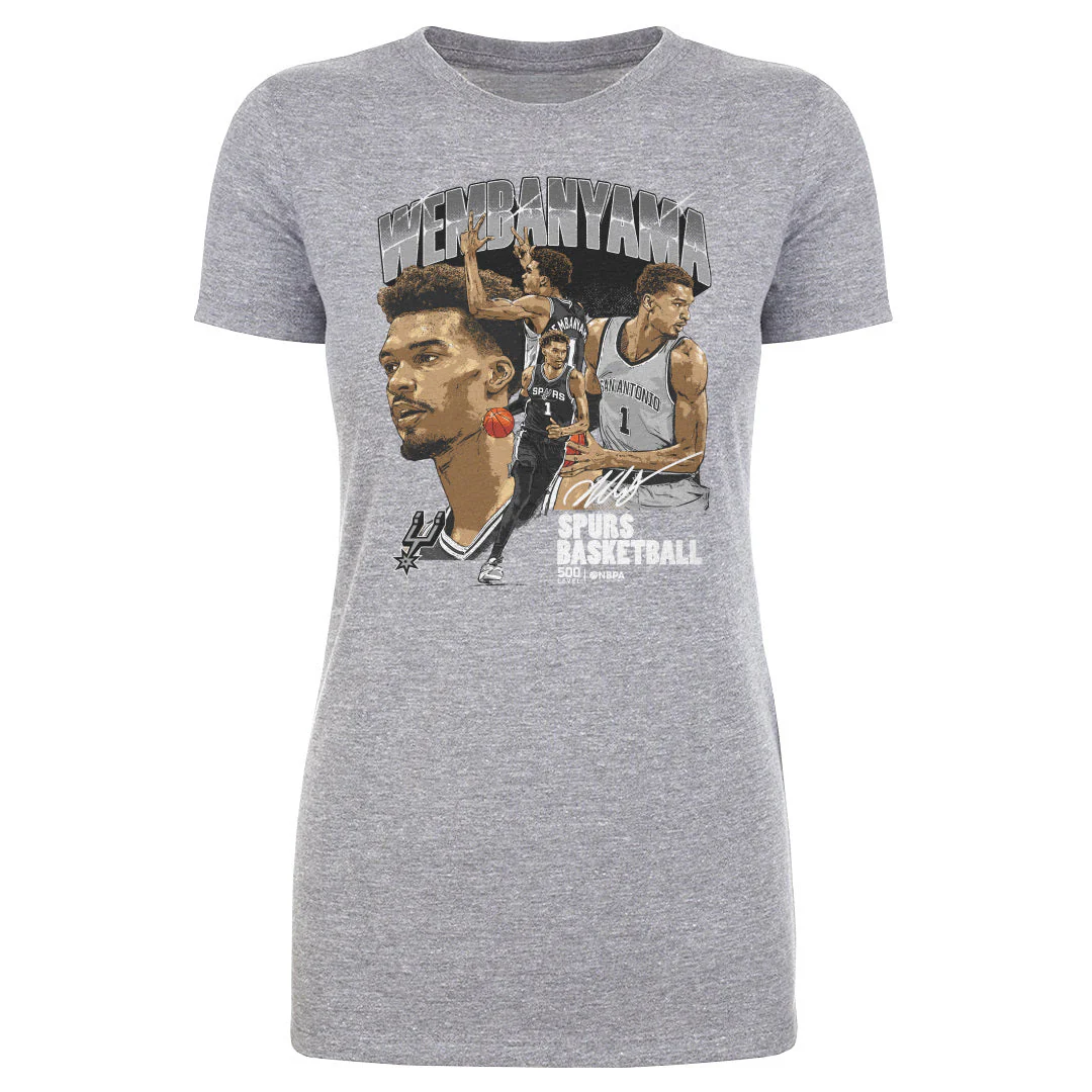 Victor Wembanyama San Antonio Spurs Collage WHT Women's T-Shirt - Image 2