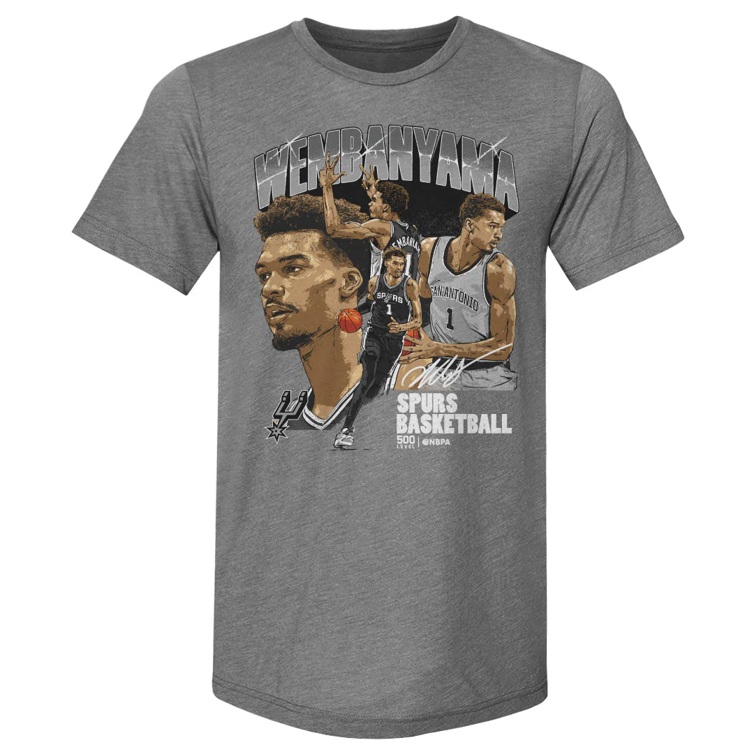 Victor Wembanyama San Antonio Spurs Collage Wht Men's T-Shirt - Image 2