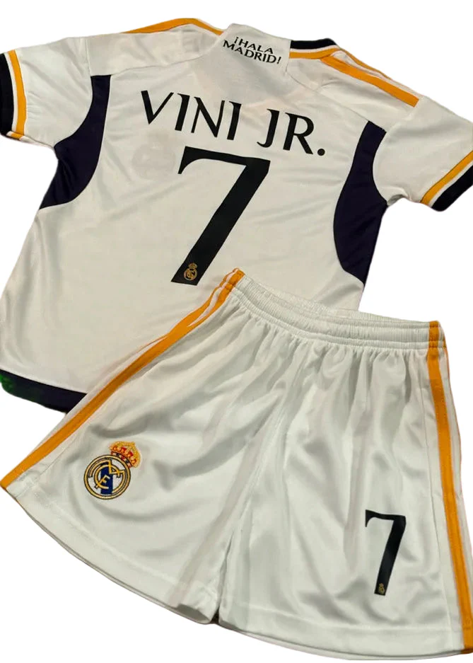 Vini Jr Kids Jersey White/gold Real Madrid Youth And Toddler Sizes - Image 5