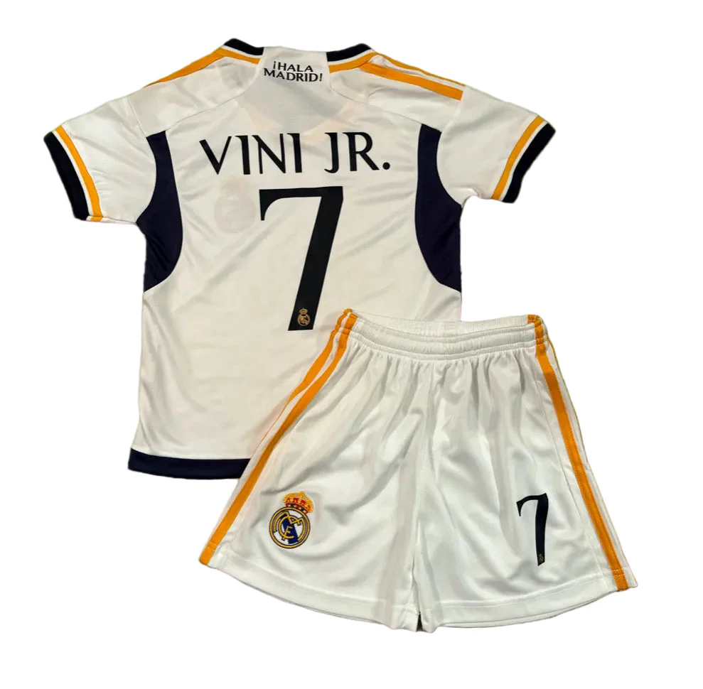 Vini Jr Kids Jersey White/gold Real Madrid Youth And Toddler Sizes - Image 6