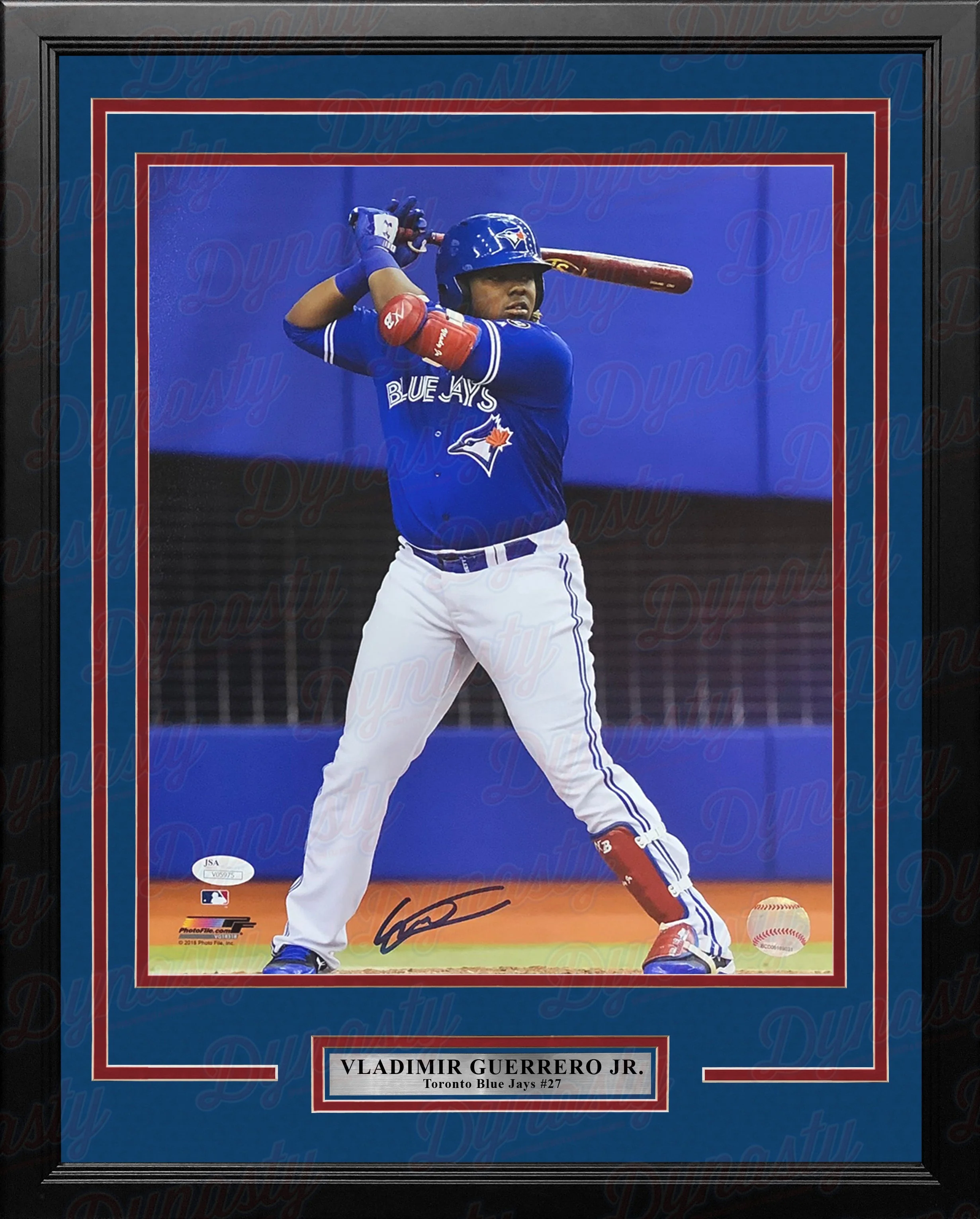 Autographed Toronto Blue Jays Vladimir Guerrero, Jr. At-Bat Framed Baseball Photo - Image 2
