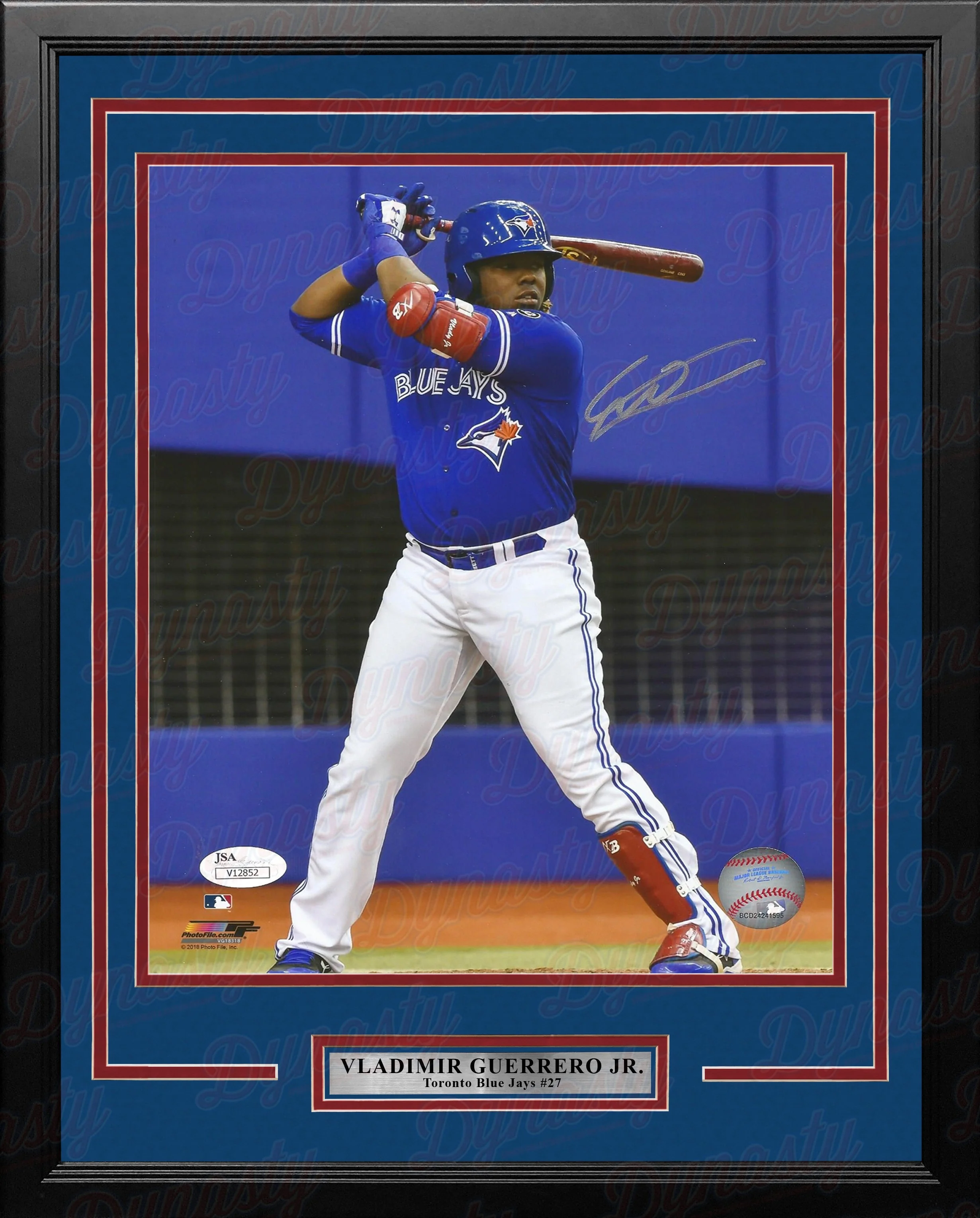 Autographed Toronto Blue Jays Vladimir Guerrero, Jr. At-Bat Framed Baseball Photo - Image 3