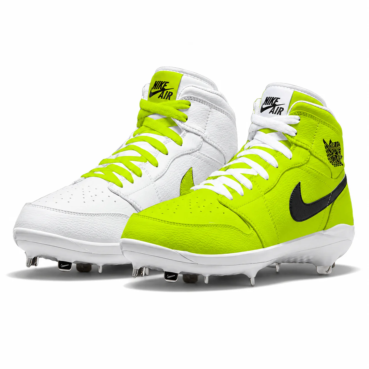 "Volt Mismatch" Jordan 1 Retro Cleats - Image 2